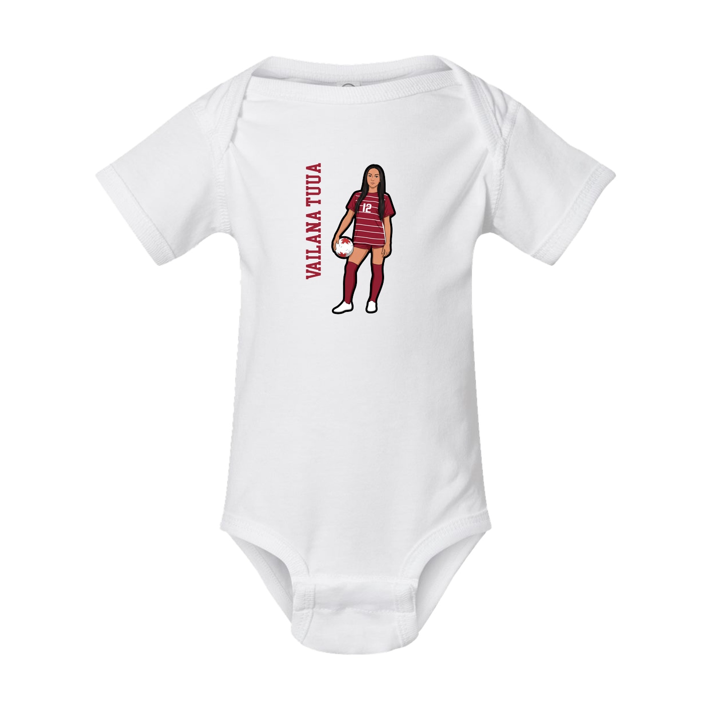 Baby Onesie — Name Vertical in White