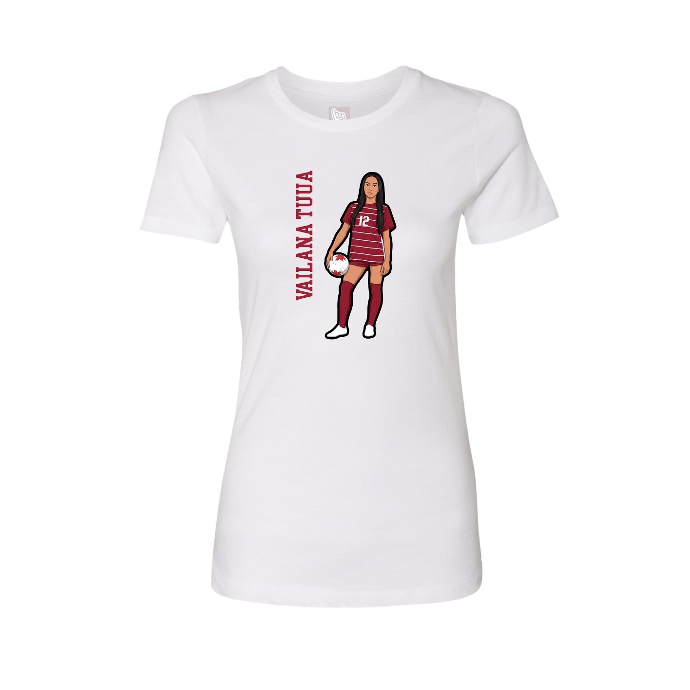 Fitted Women's Tee — Name Vertical in White