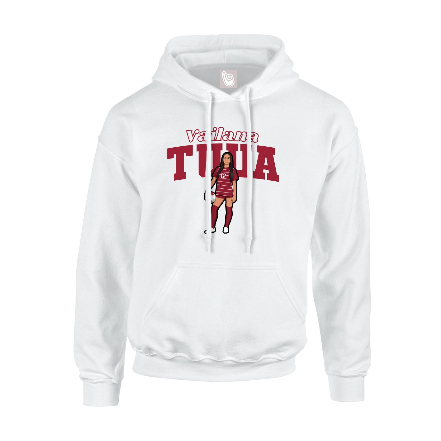 Youth Hoodie — Name Arch in White