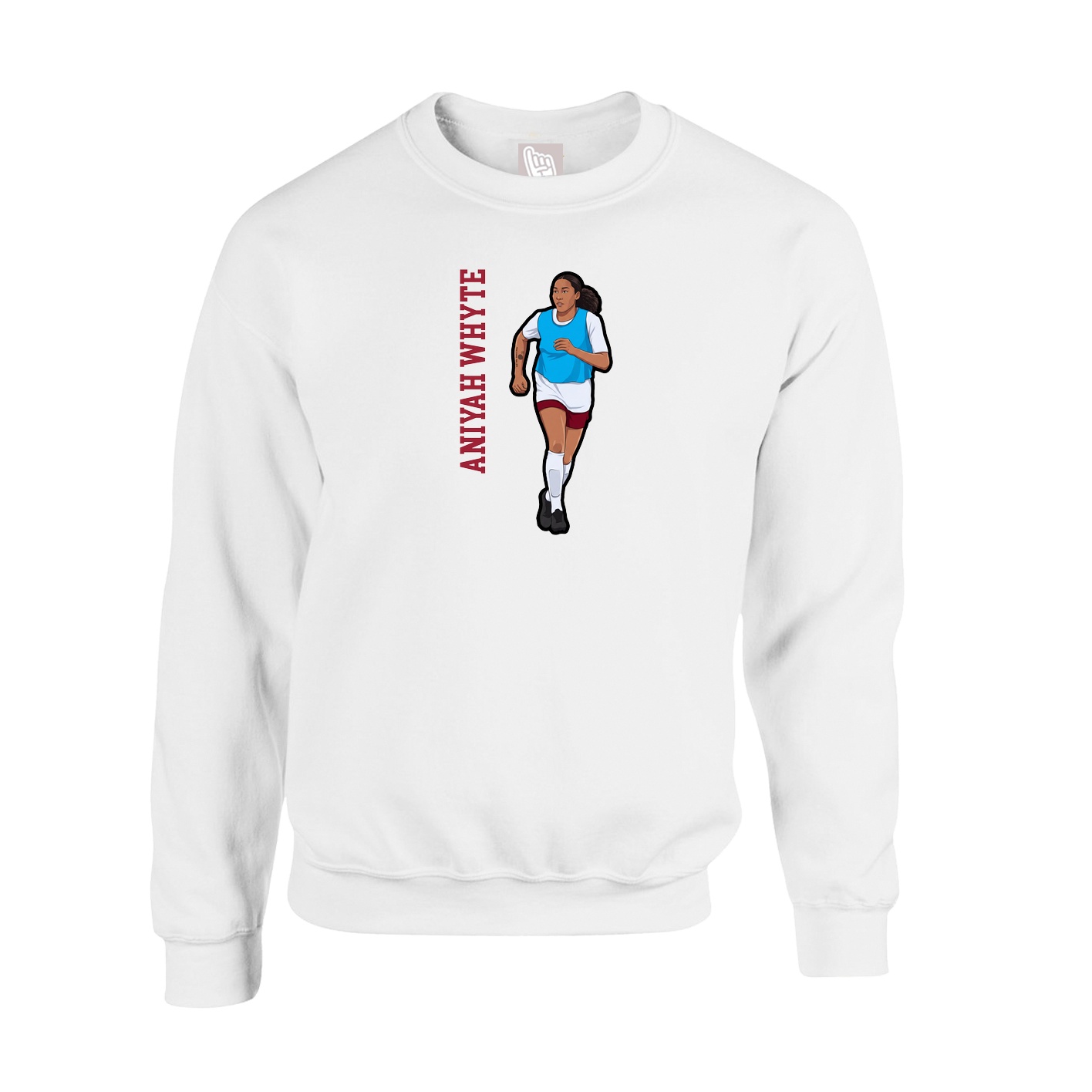 Fleece Crew — Name Vertical in White