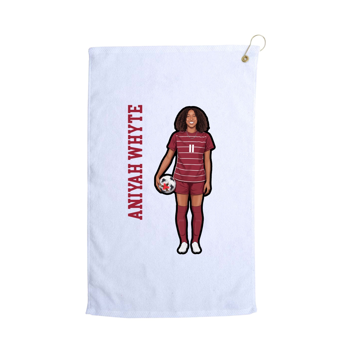 Golf Towel — Name Vertical in White