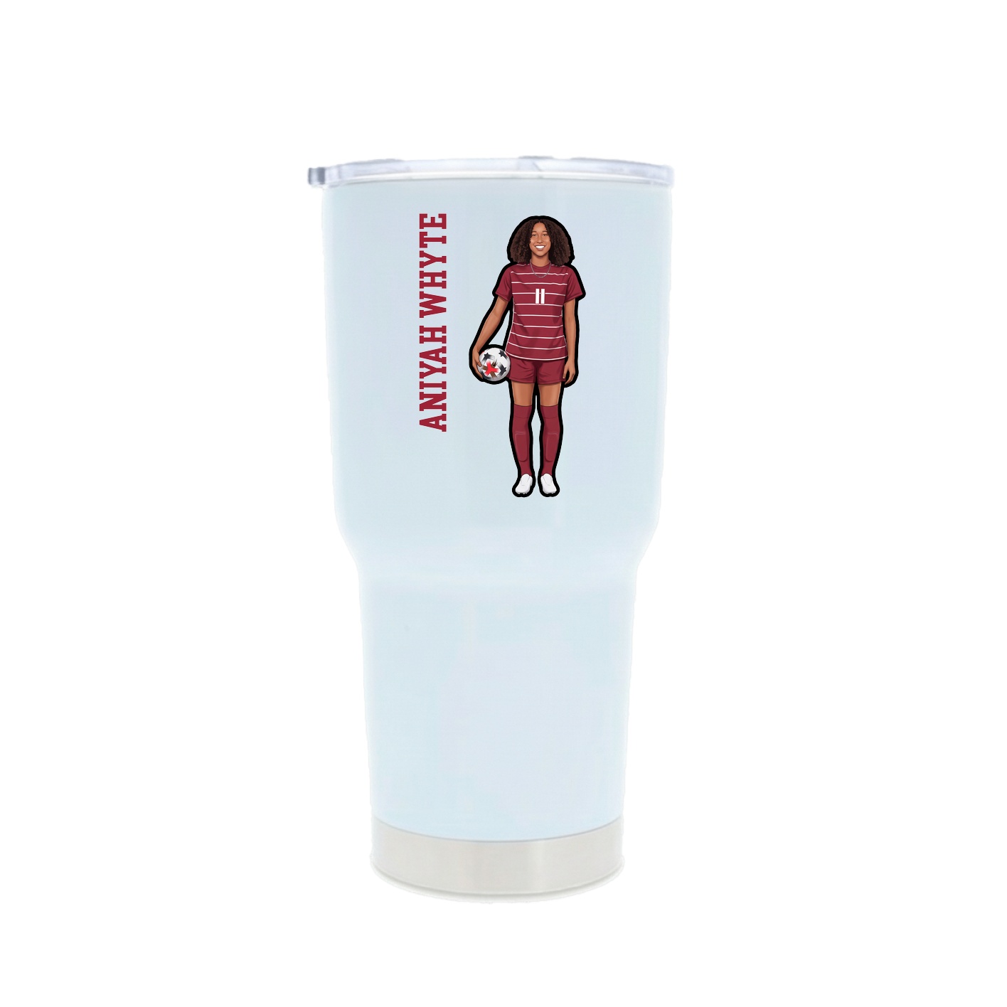 30oz Stainless Steel Tumbler — Name Vertical in White