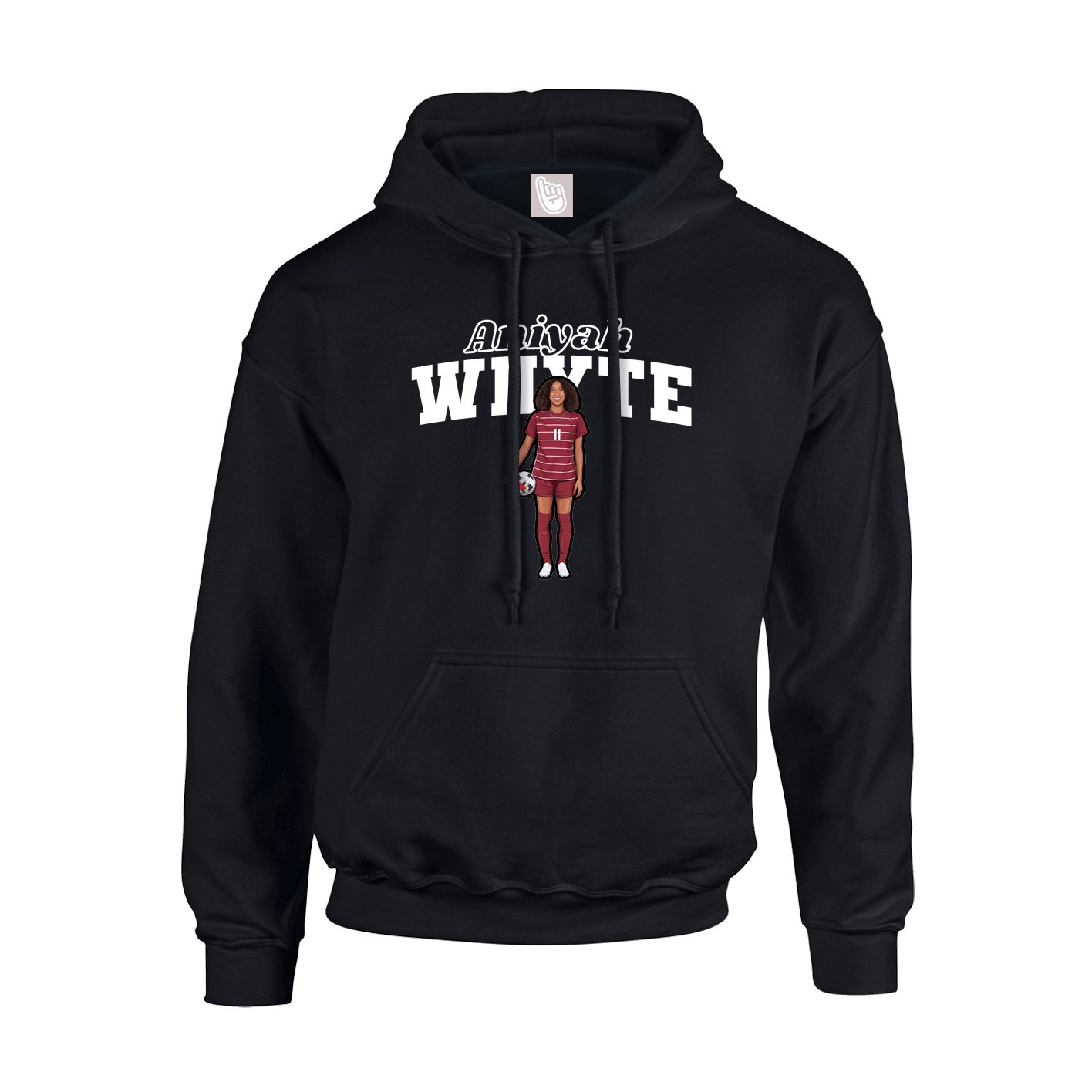 Youth Hoodie — Name Arch in Black