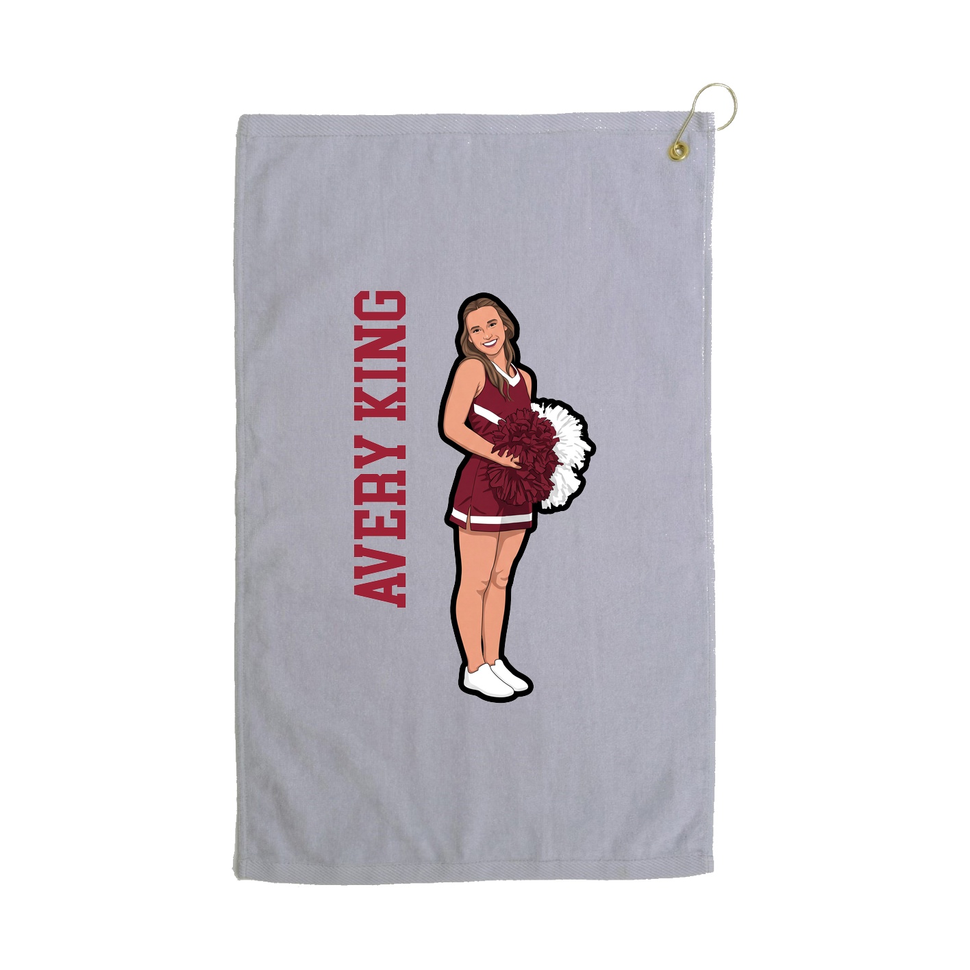 Golf Towel — Name Vertical in Grey