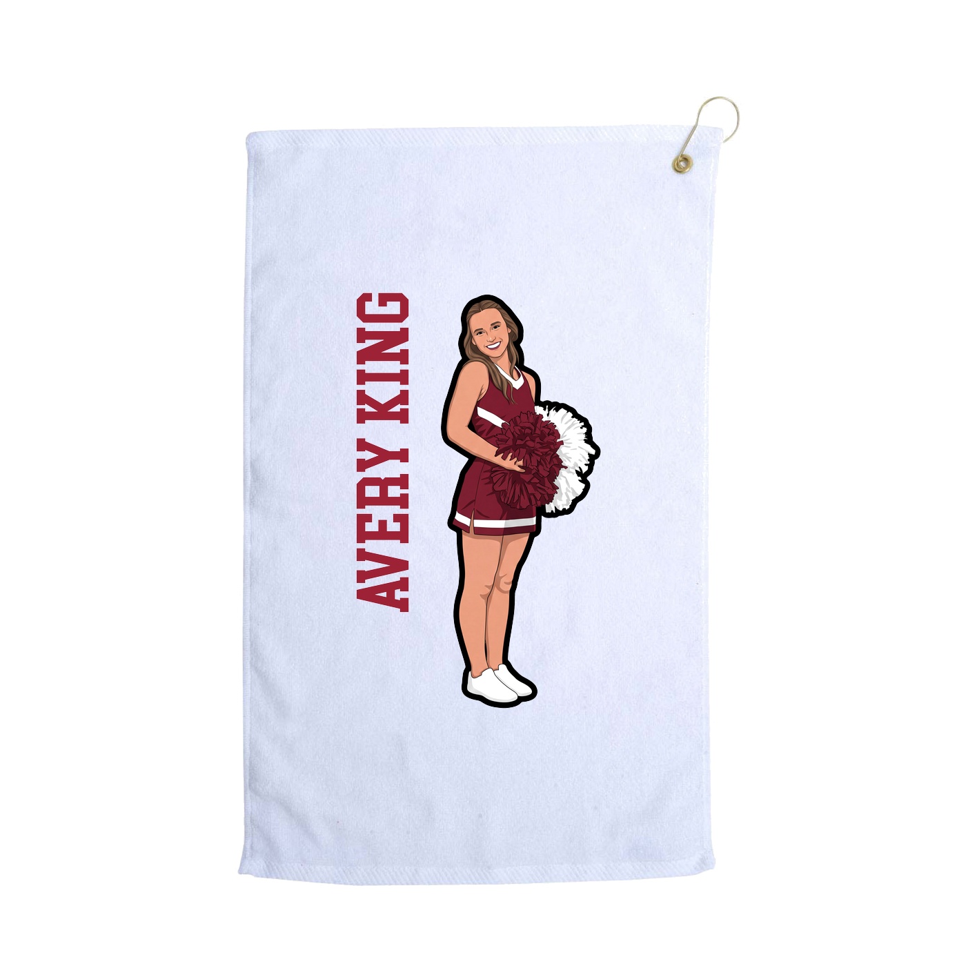 Golf Towel — Name Vertical in White