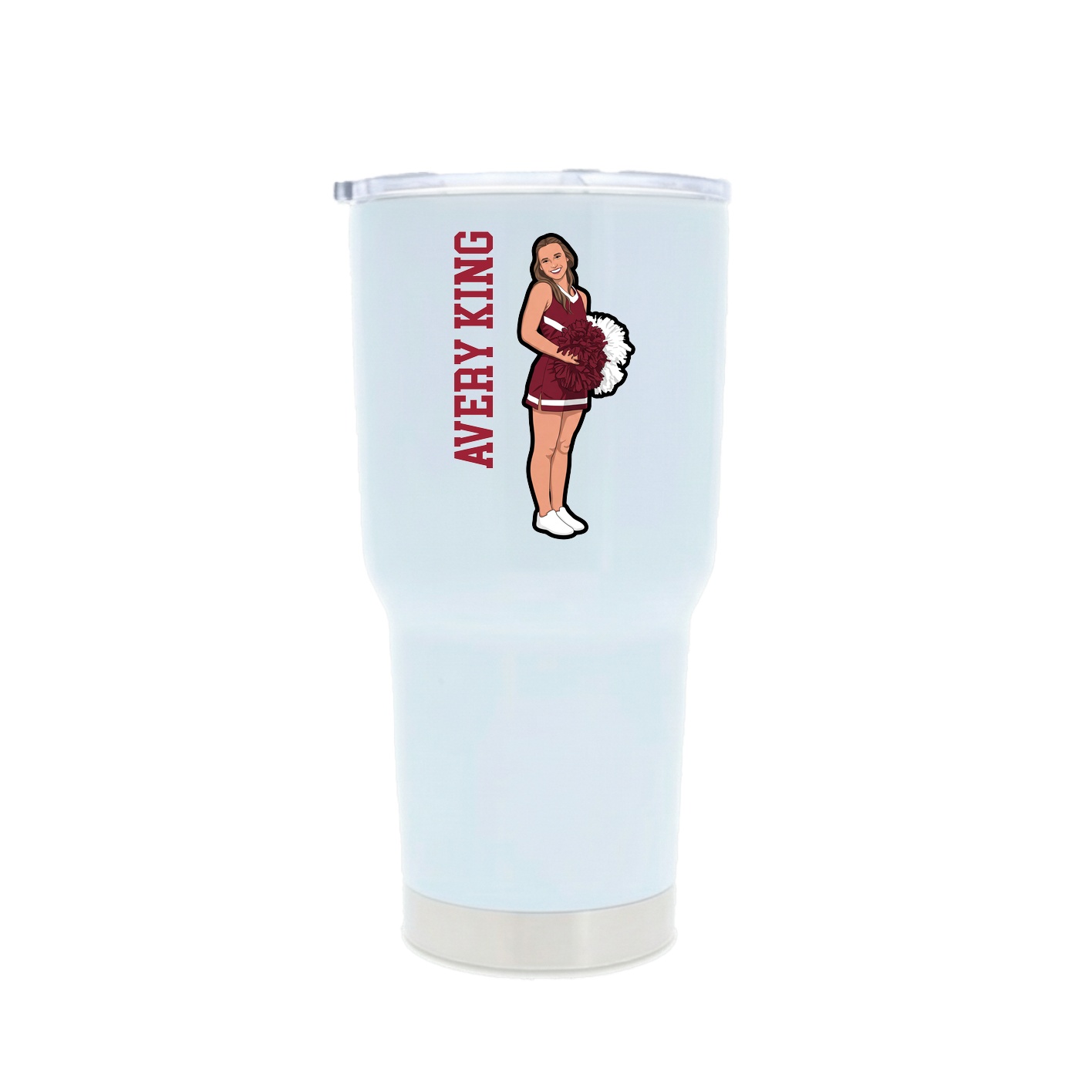 30oz Stainless Steel Tumbler — Name Vertical in White