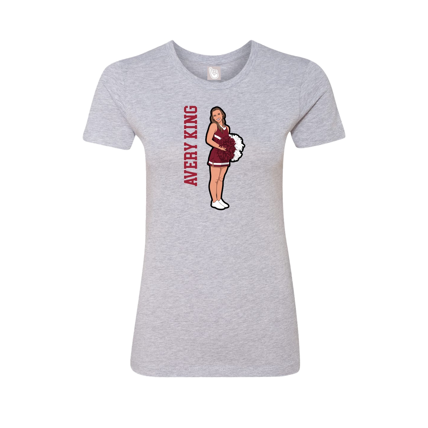 Fitted Women's Tee — Name Vertical in Grey