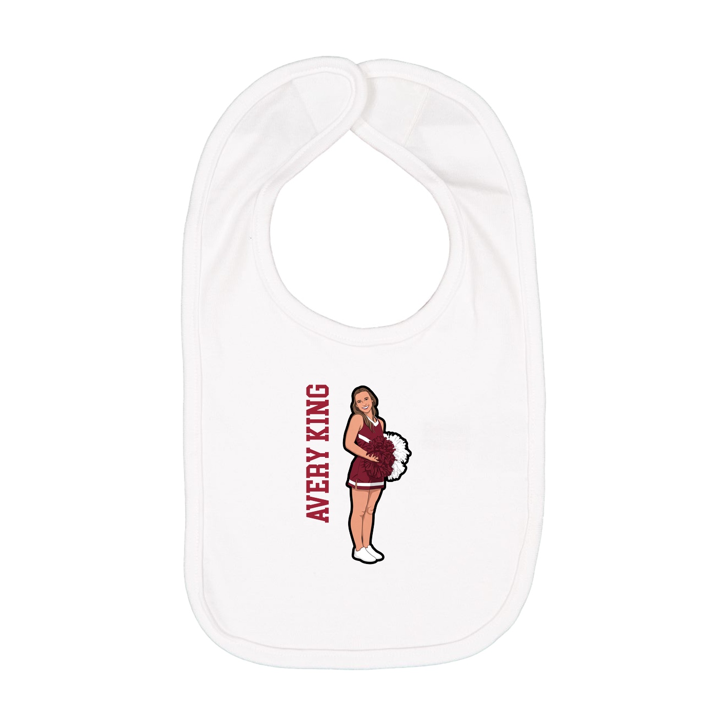 Infant Bib — Name Vertical in White