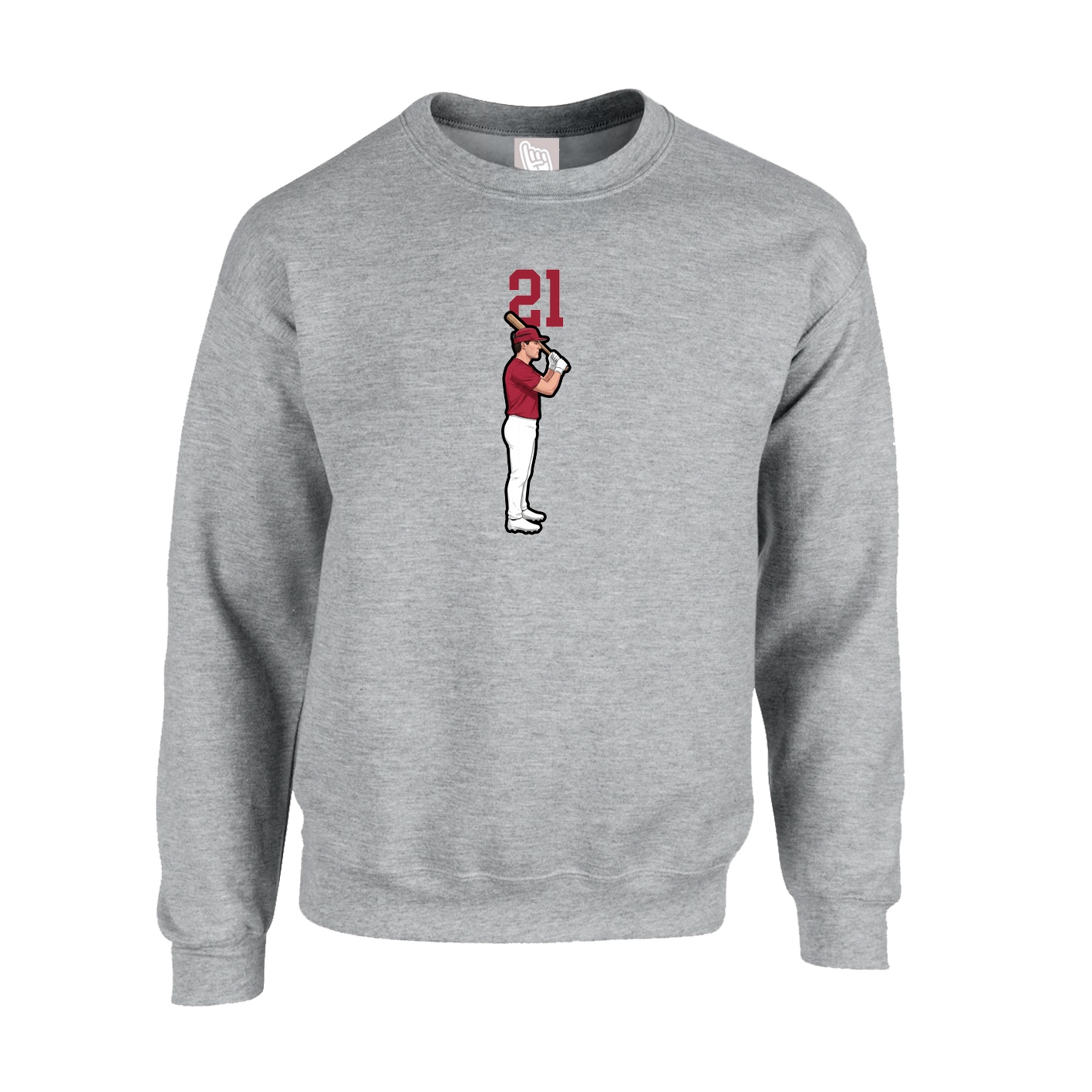 Fleece Crew — Number Top in Grey