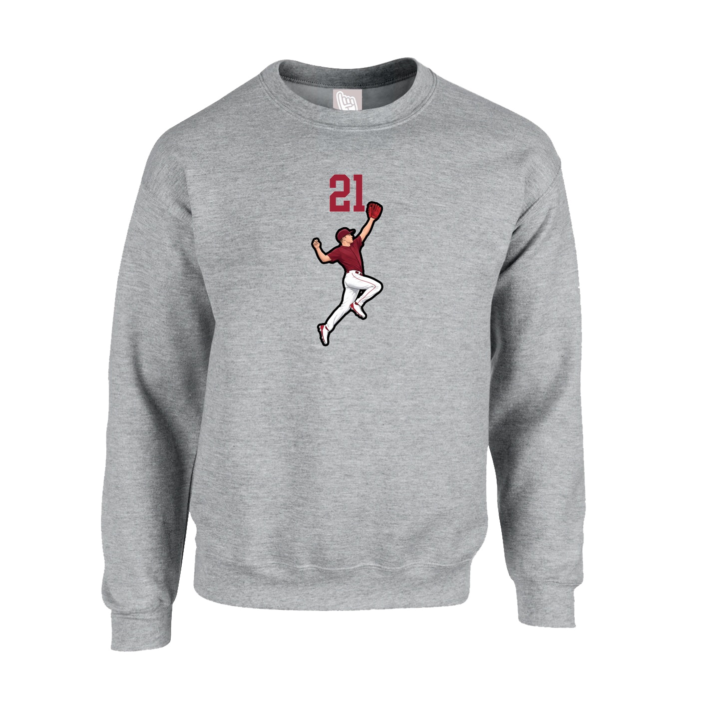 Fleece Crew — Number Top in Grey