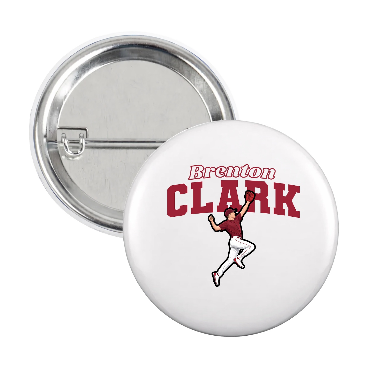 Game Day Button — Name Arch in White