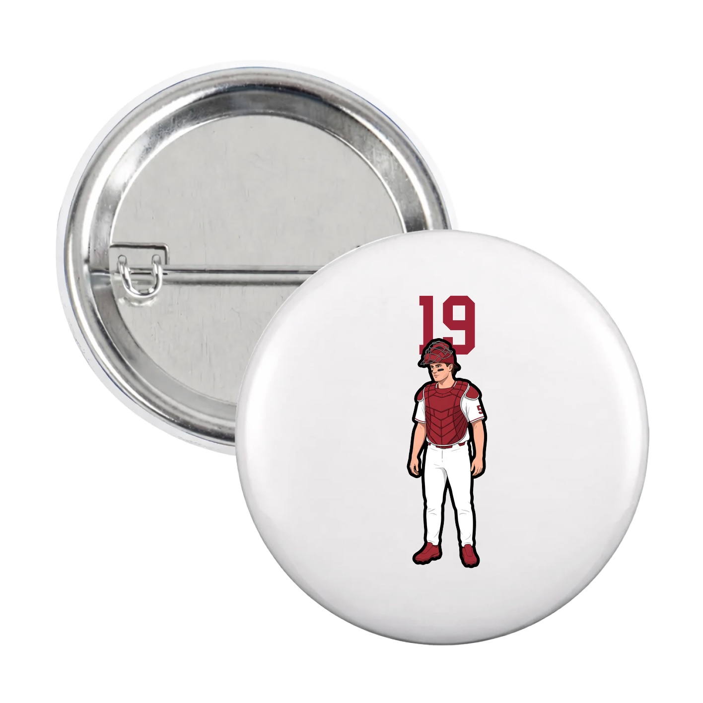 Game Day Button — Number Top in White