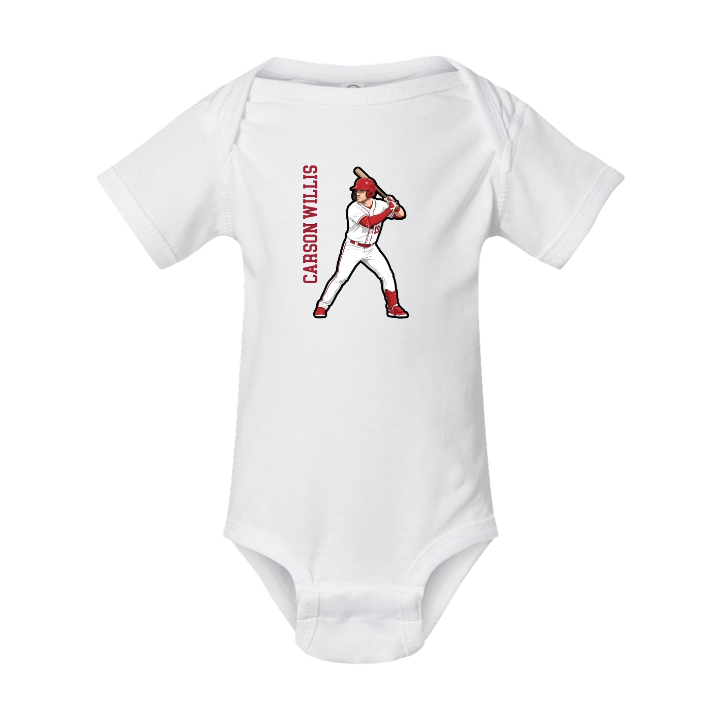 Baby Onesie — Name Vertical in White