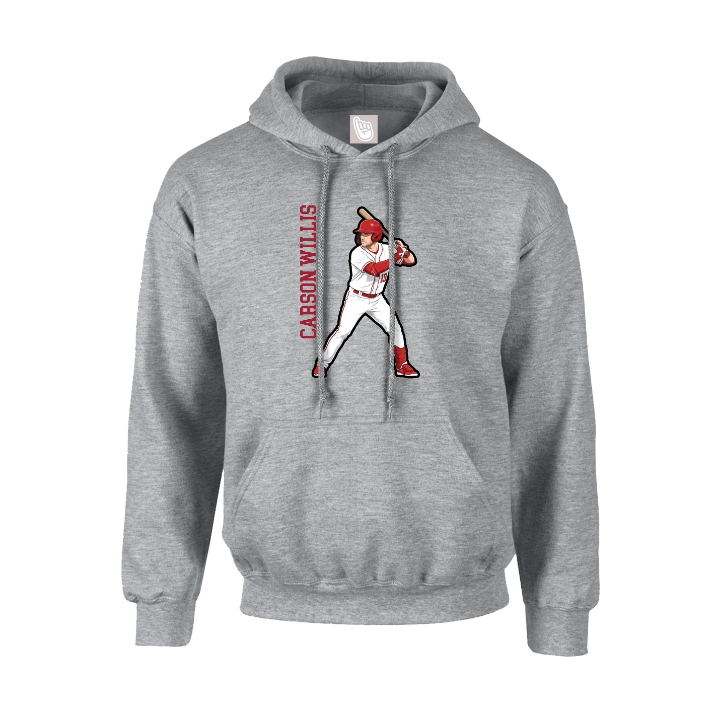 Youth Hoodie — Name Vertical in Grey