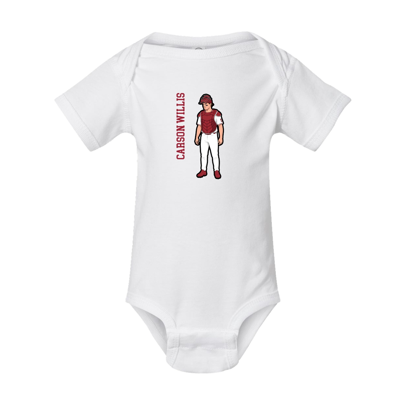 Baby Onesie — Name Vertical in White