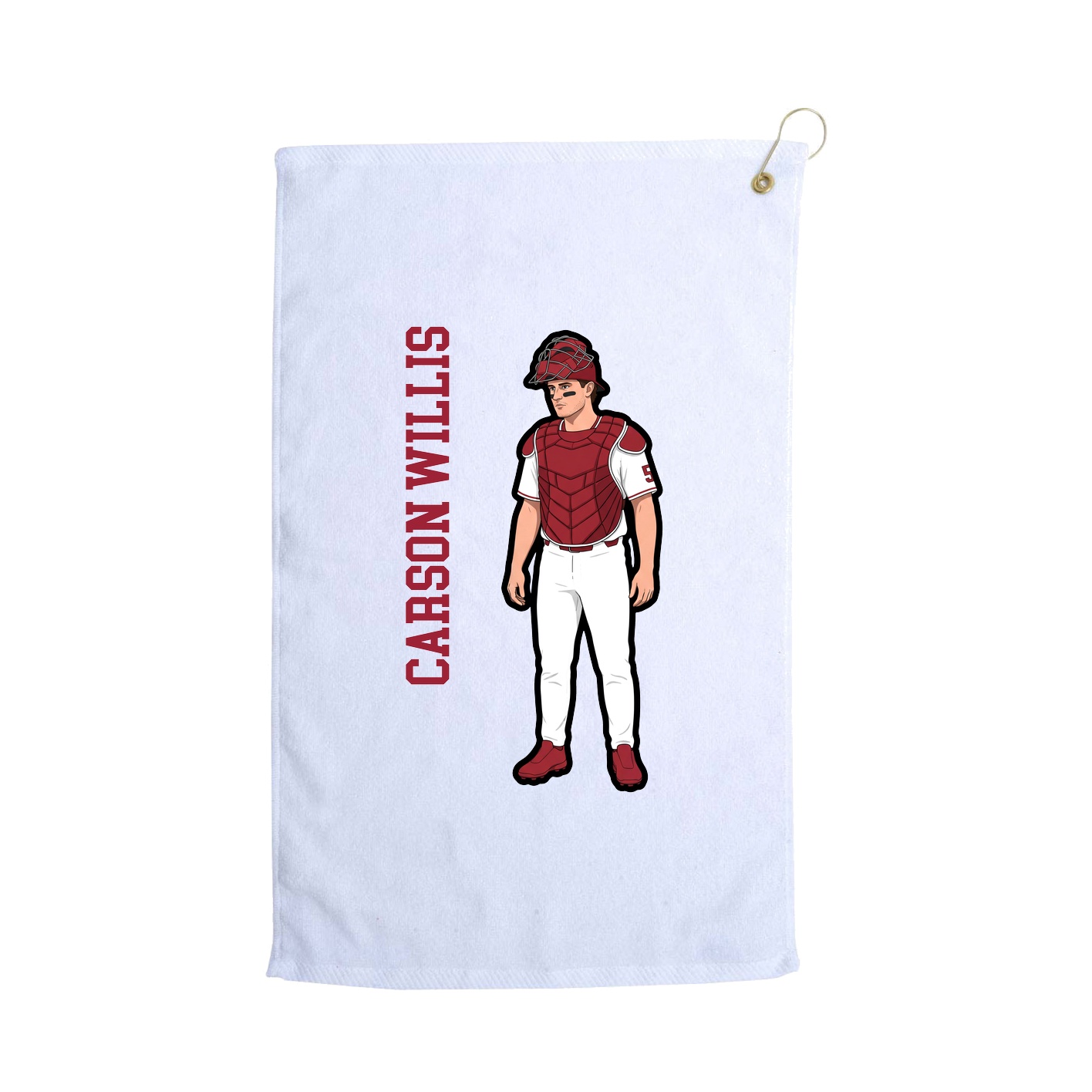 Golf Towel — Name Vertical in White