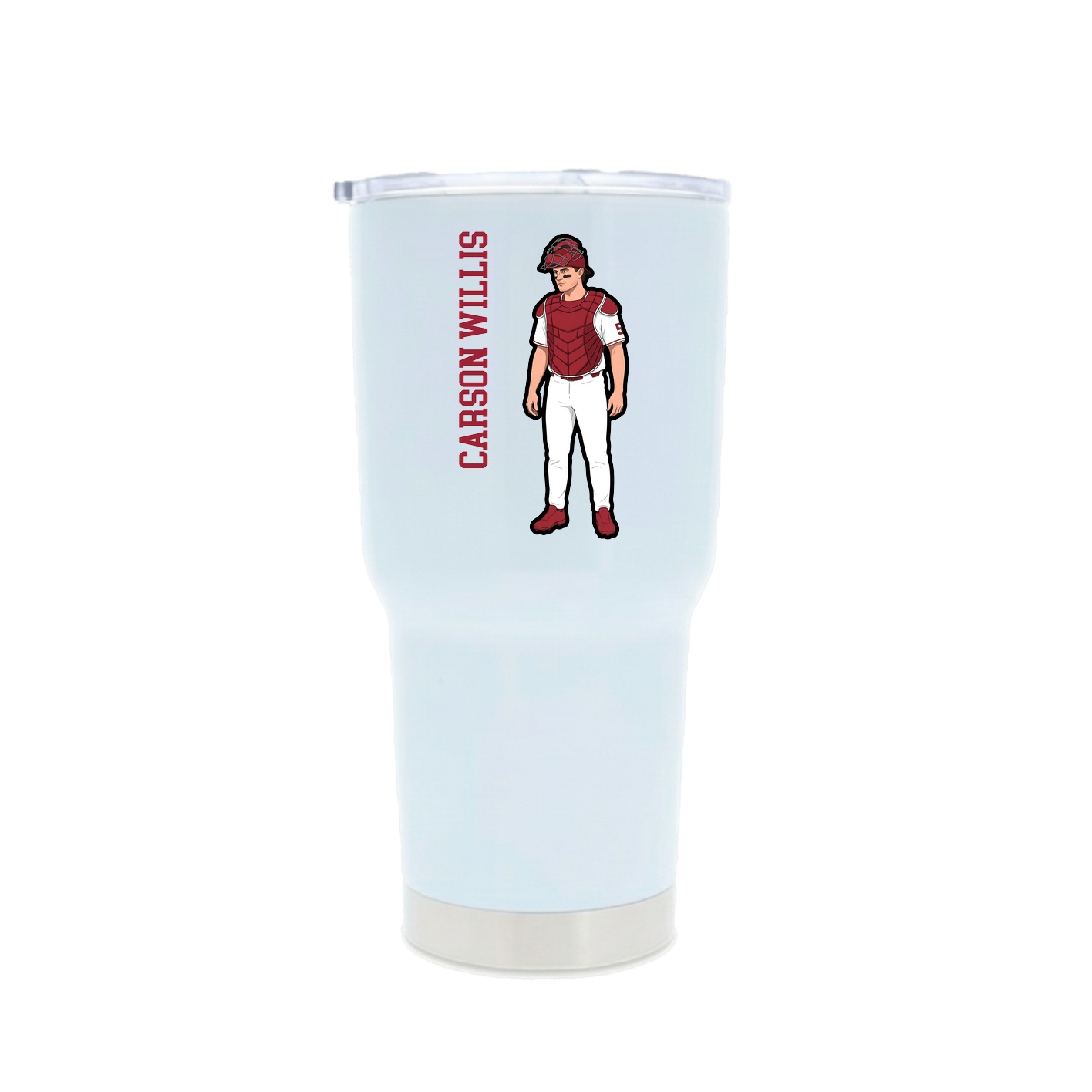 30oz Stainless Steel Tumbler — Name Vertical in White