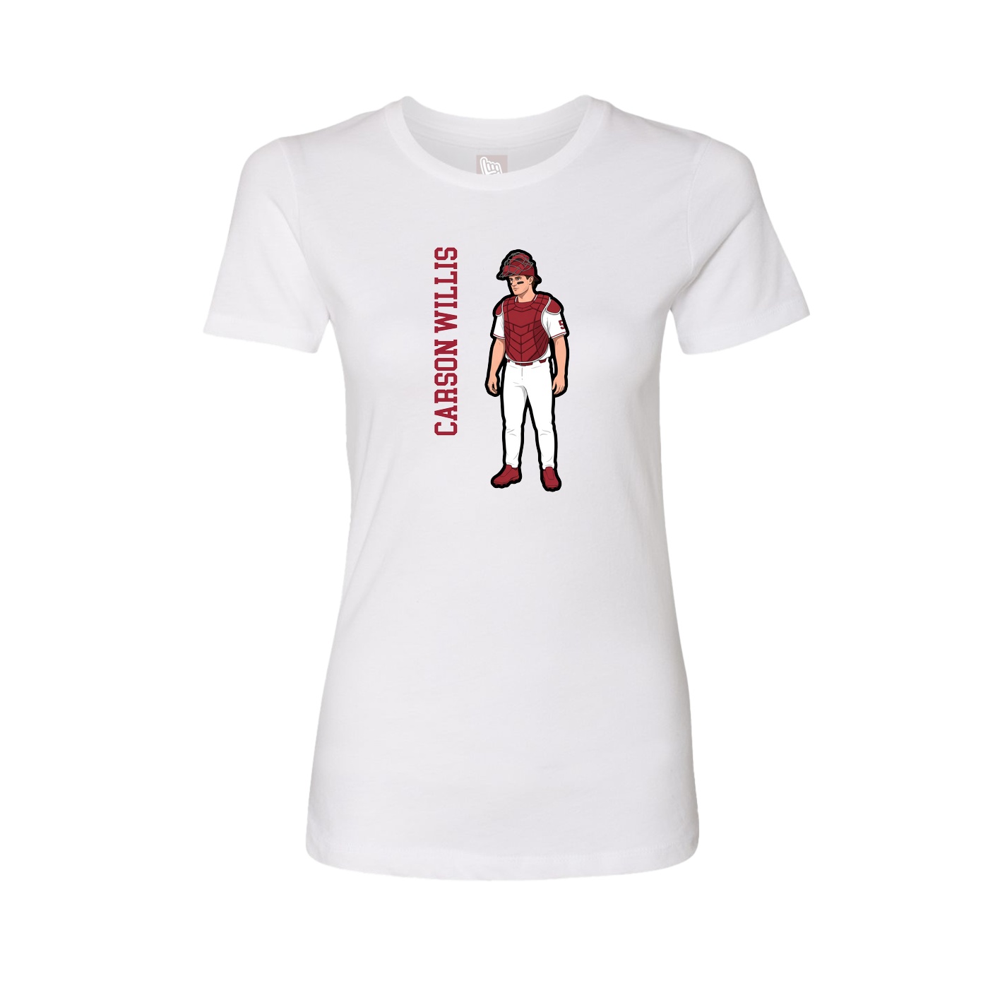 Fitted Women's Tee — Name Vertical in White