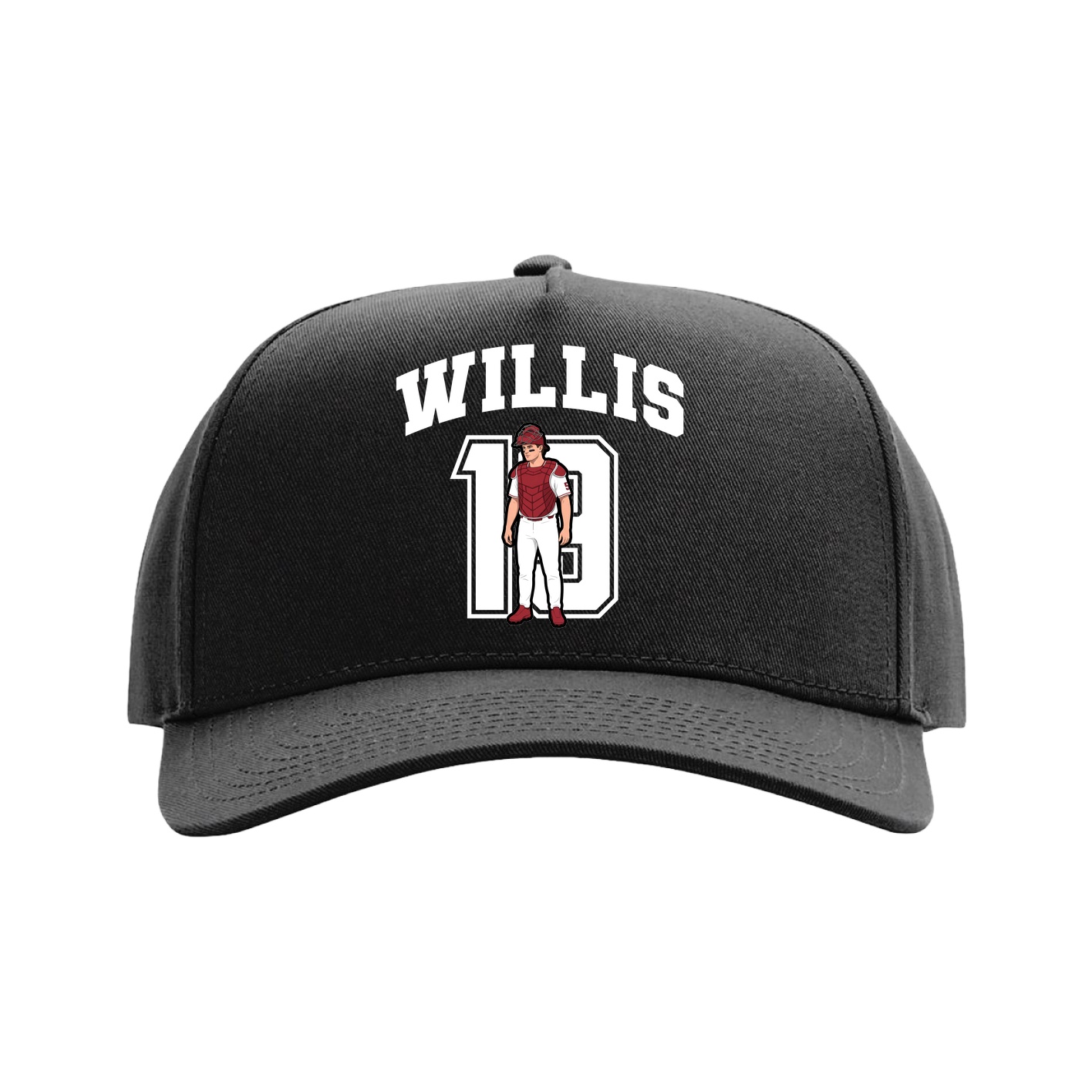 Full Fabric Five-Panel Champ Cap — Number in Black