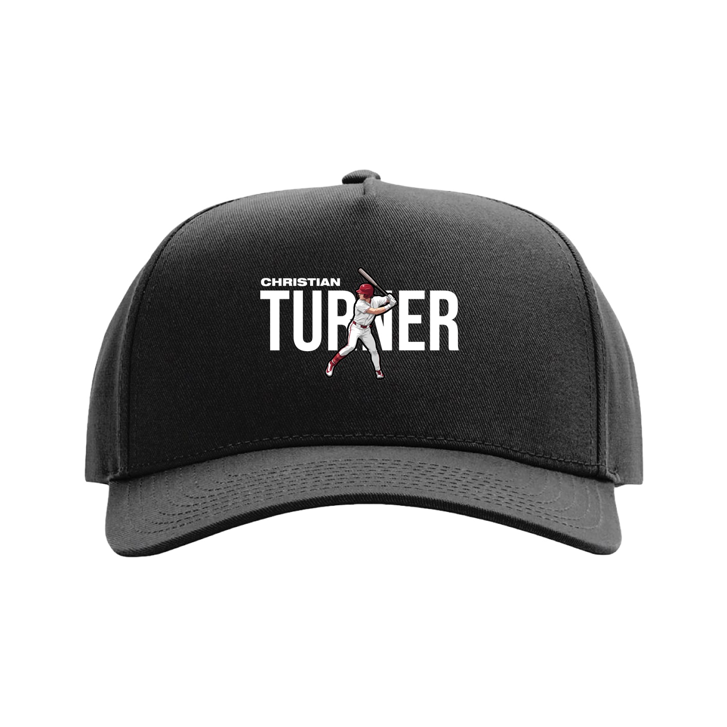Full Fabric Five-Panel Champ Cap — Player Name in Black