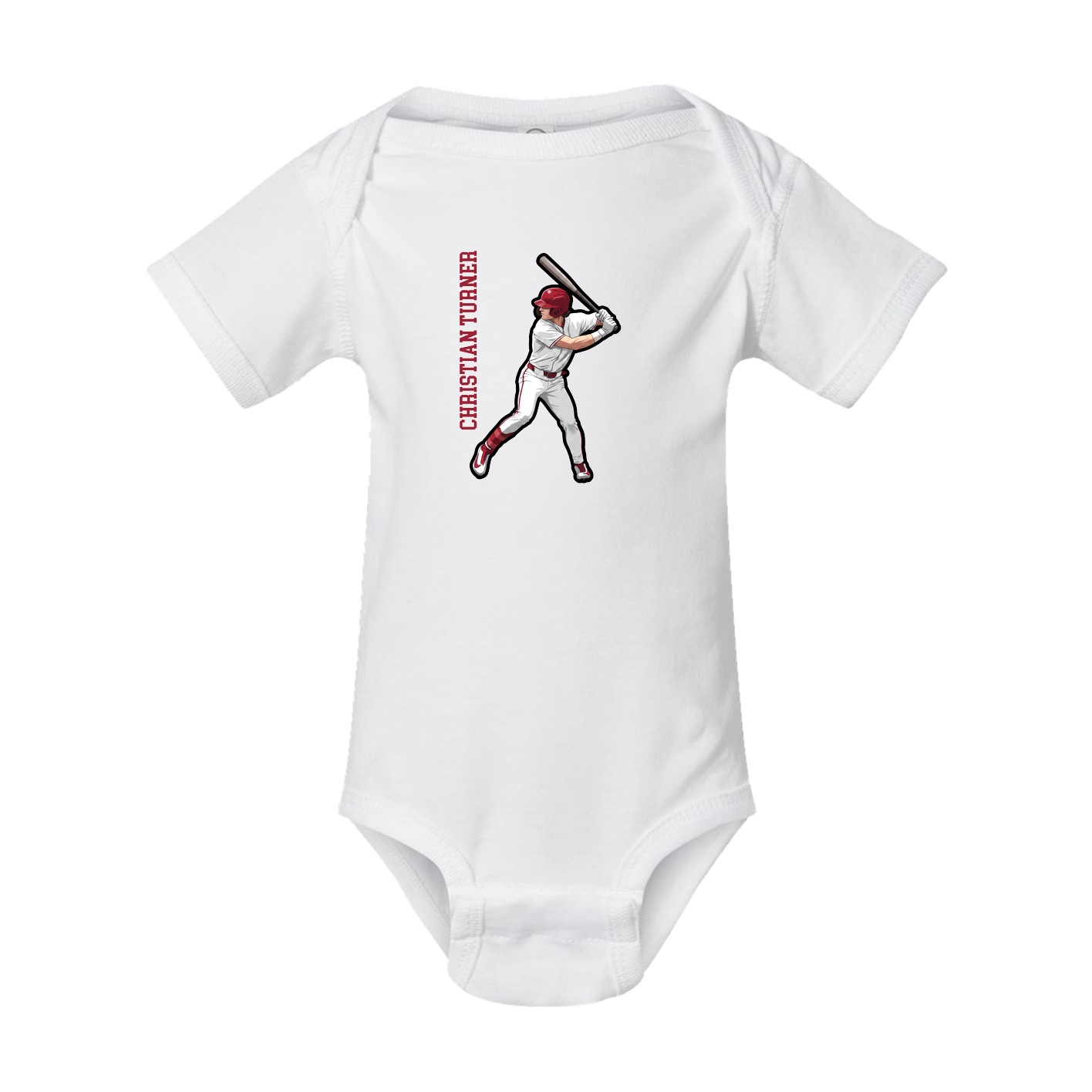 Baby Onesie — Name Vertical in White