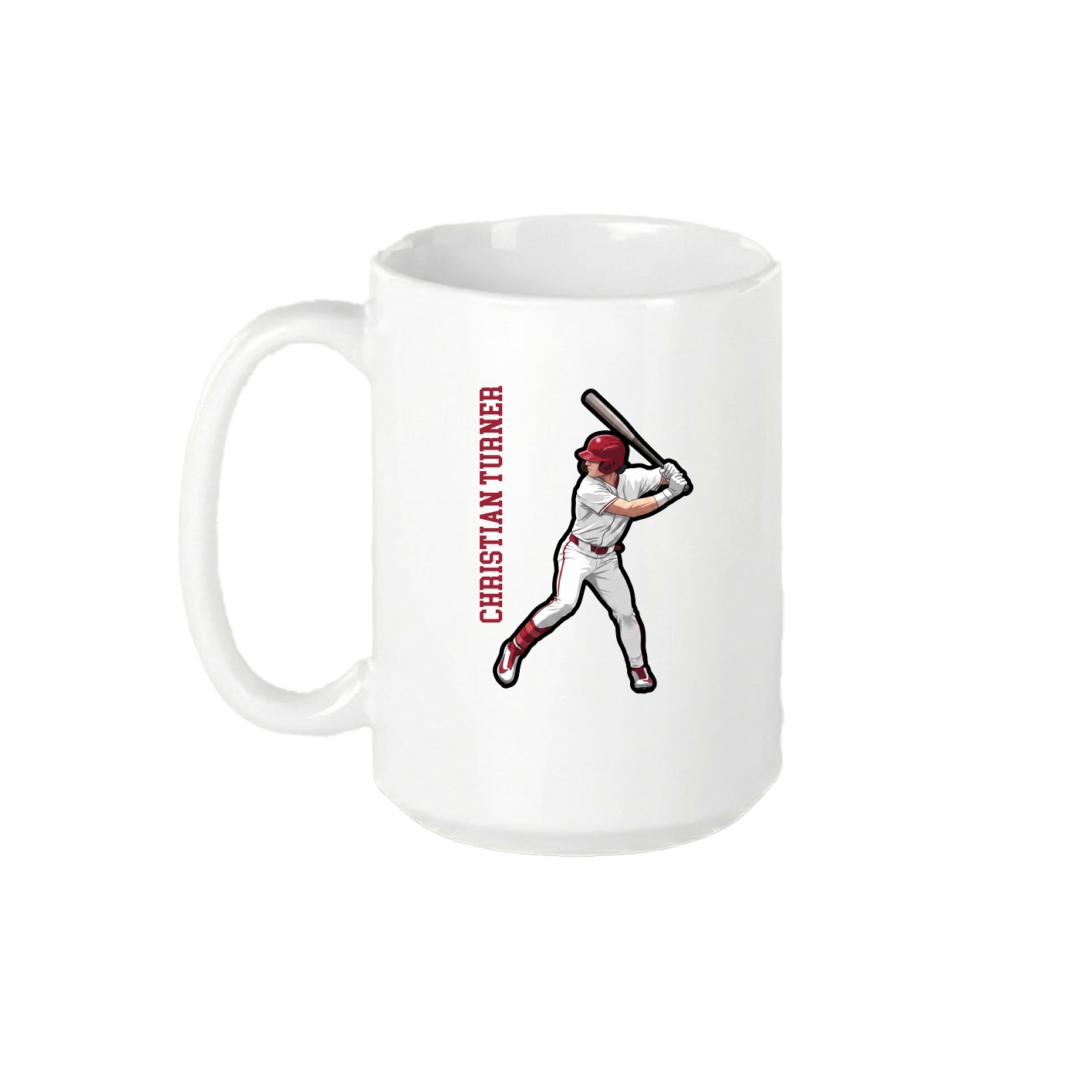15oz Coffee Mug — Name Vertical in White