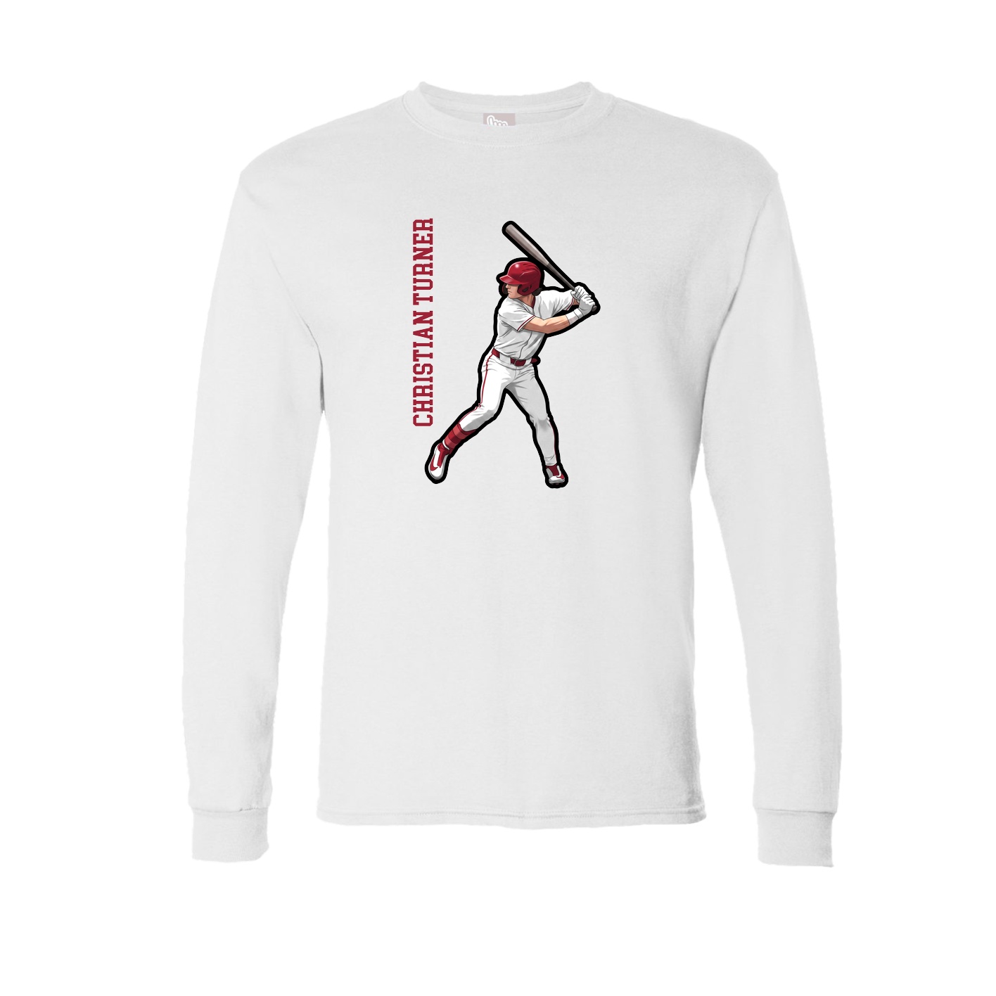 Long Sleeve Tee — Name Vertical in White