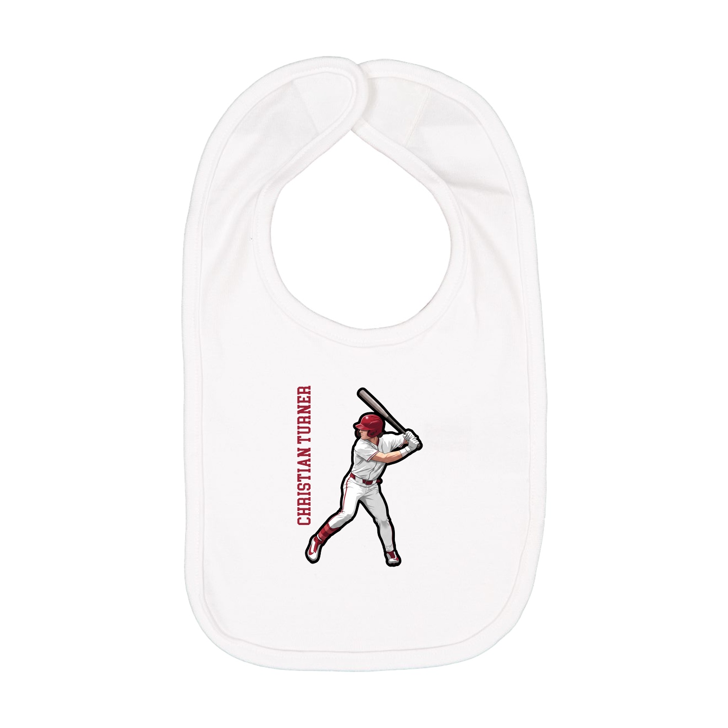 Infant Bib — Name Vertical in White