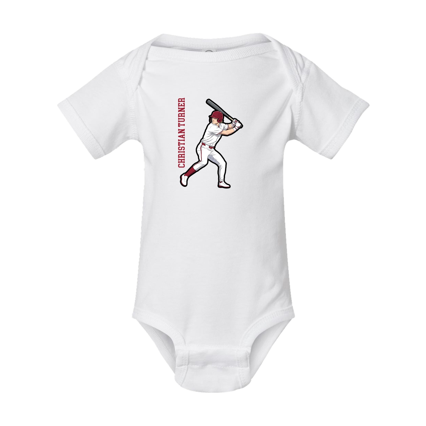 Baby Onesie — Name Vertical in White
