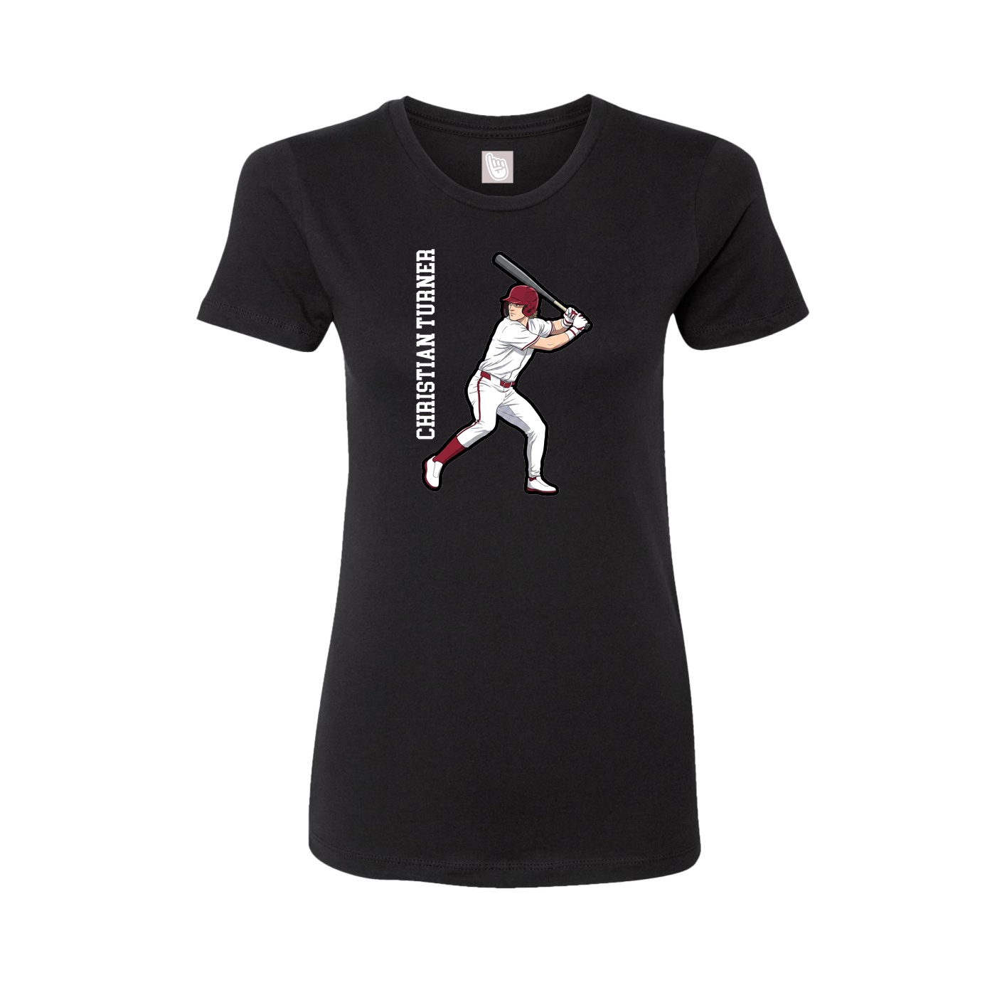 Fitted Women's Tee — Name Vertical in Black