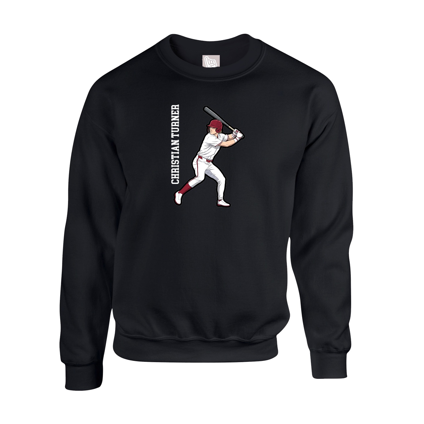 Fleece Crew — Name Vertical in Black