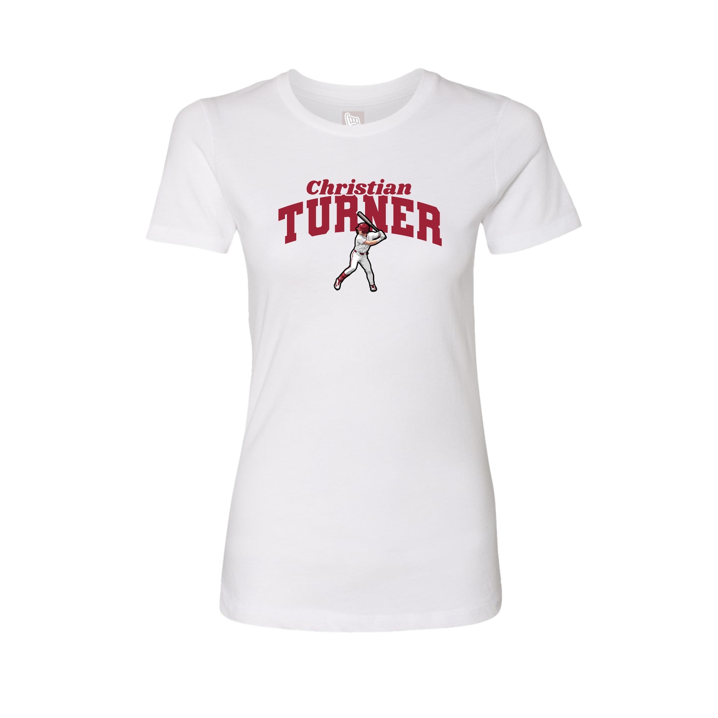 Fitted Women's Tee — Signature Arch in White