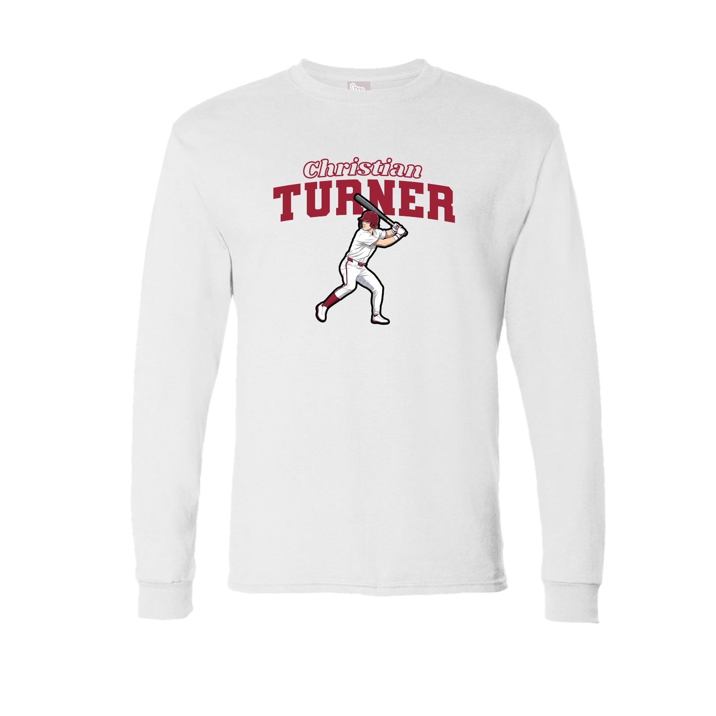 Long Sleeve Tee — Name Arch in White