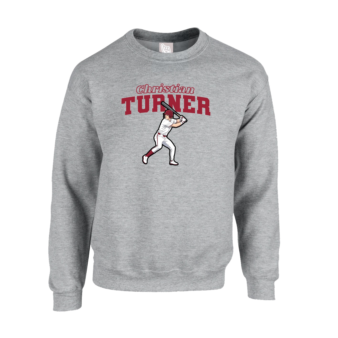 Fleece Crew — Name Arch in Grey