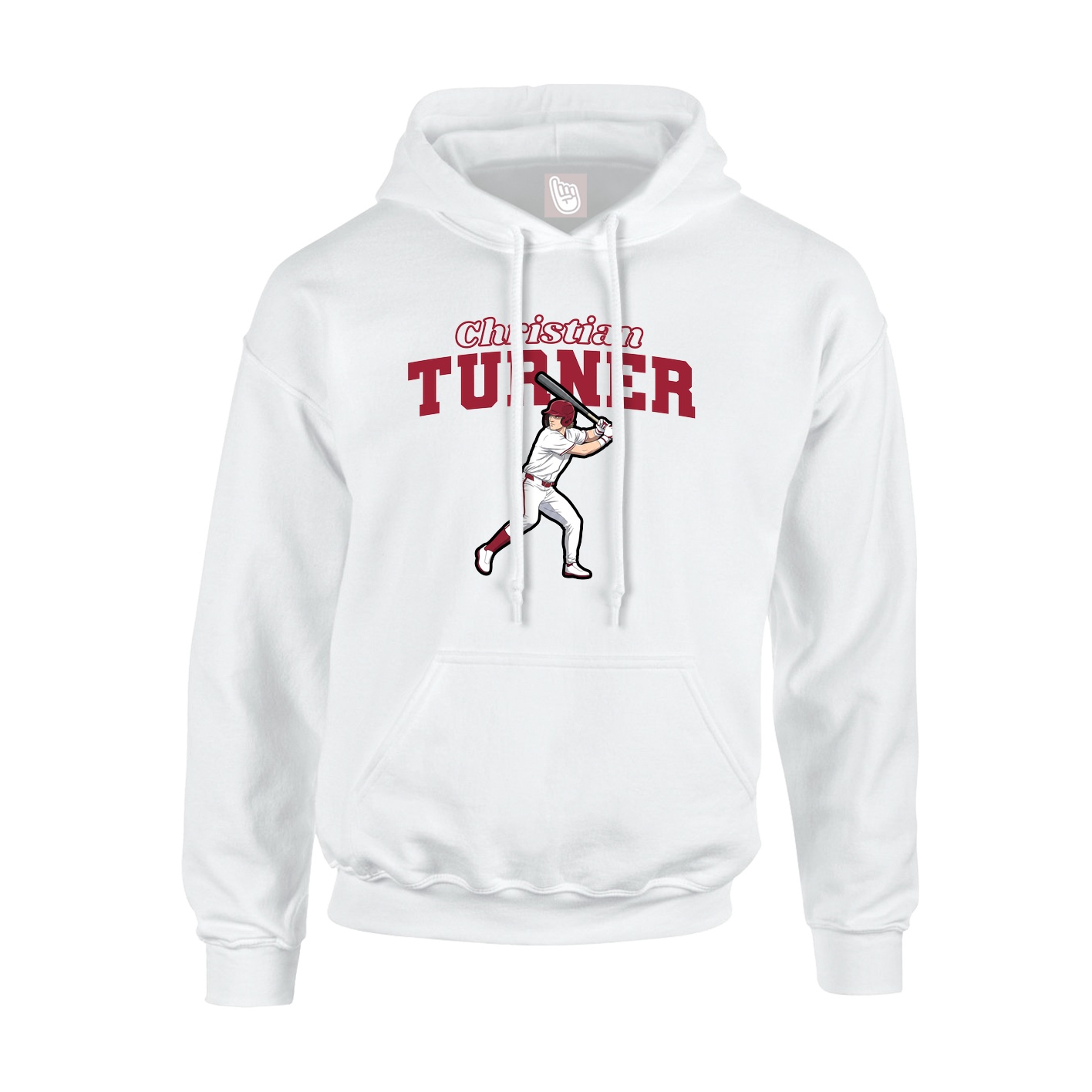 Youth Hoodie — Name Arch in White