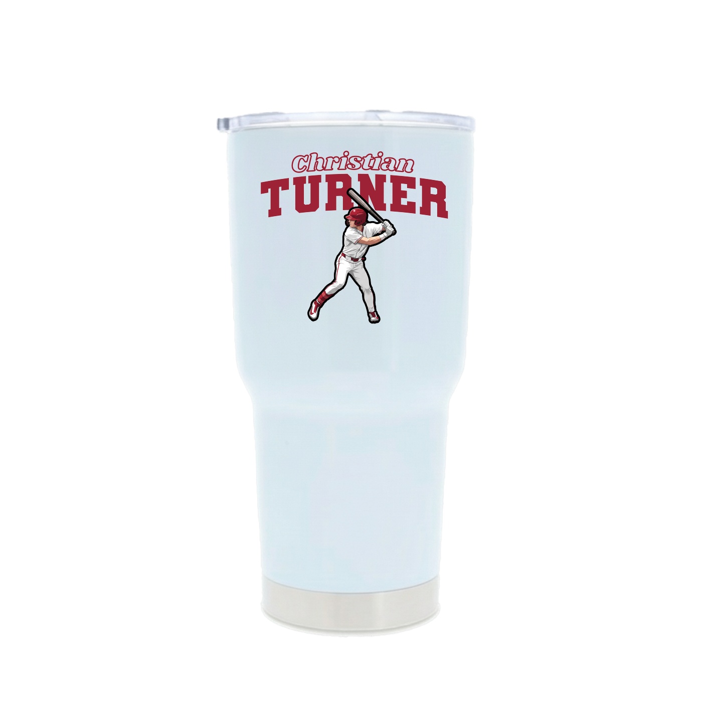 30oz Stainless Steel Tumbler — Name Arch in White