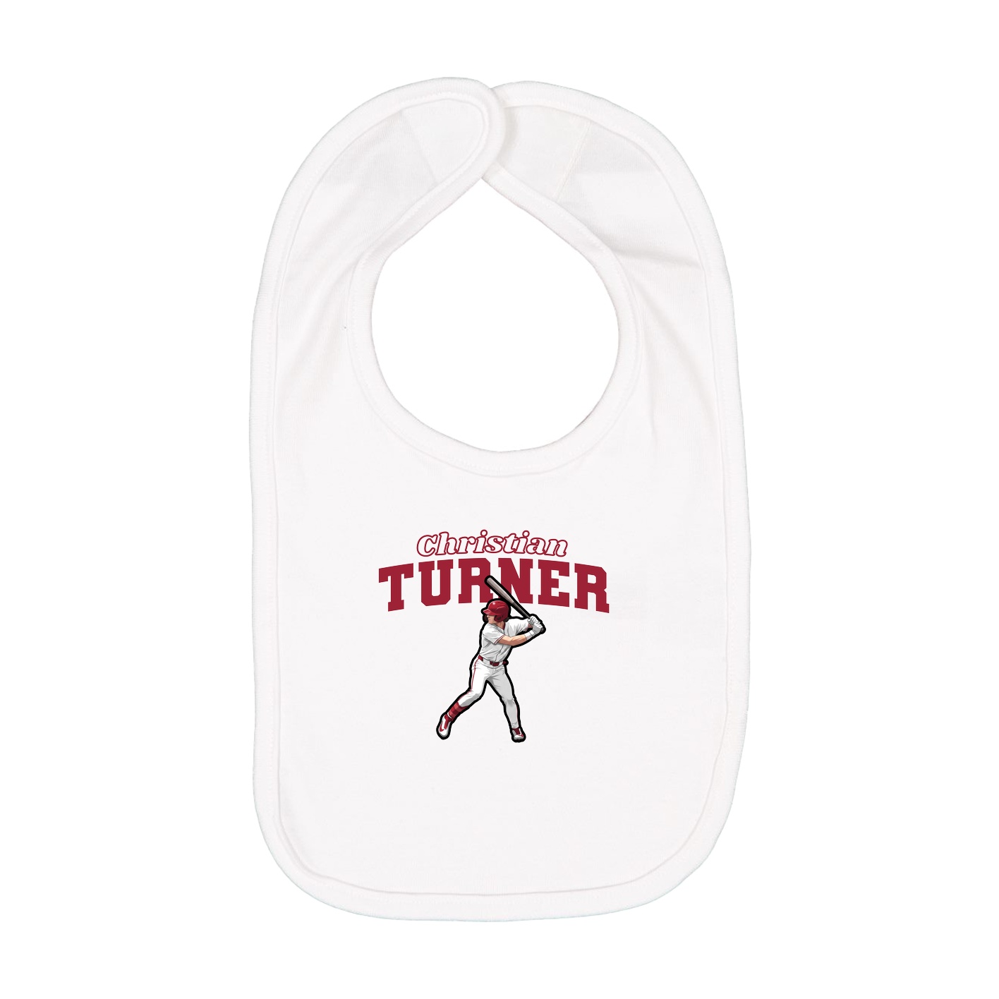 Infant Bib — Name Arch in White