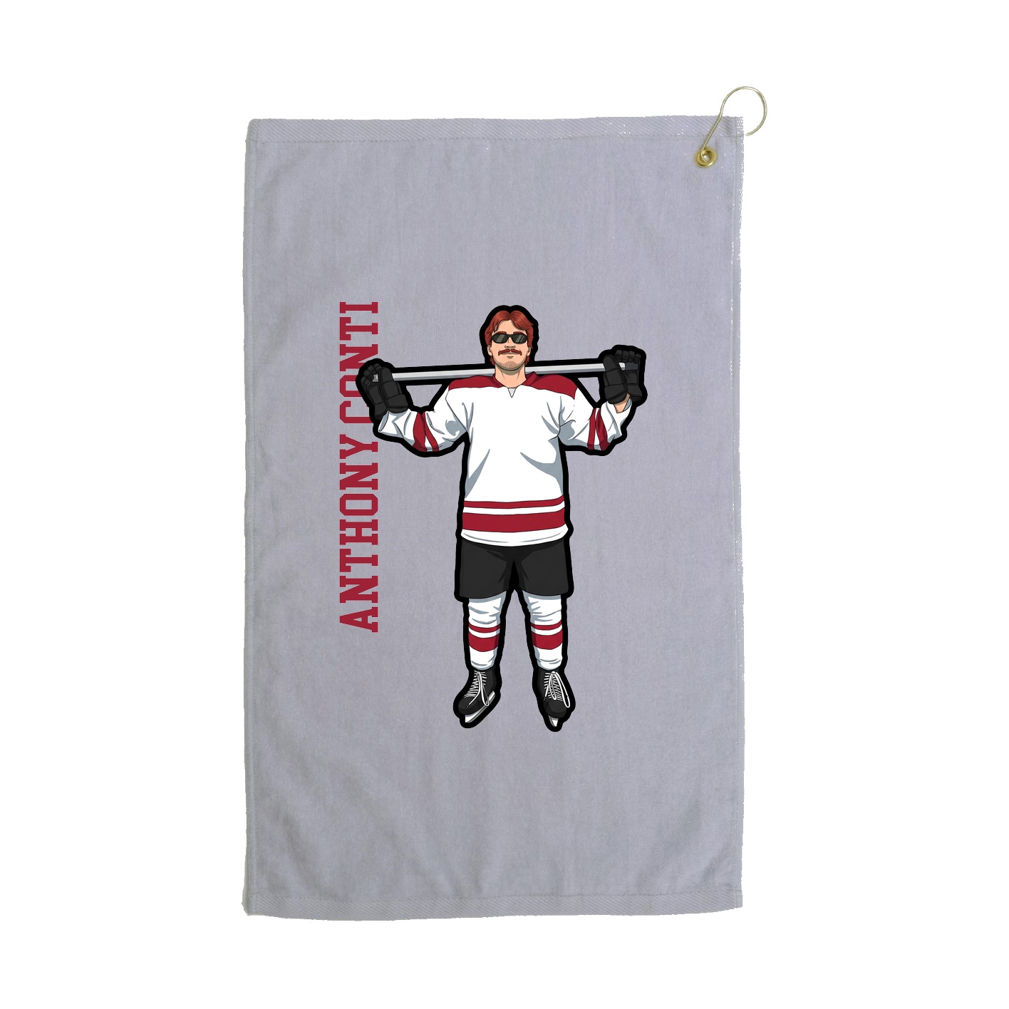 Golf Towel — Name Vertical in Grey