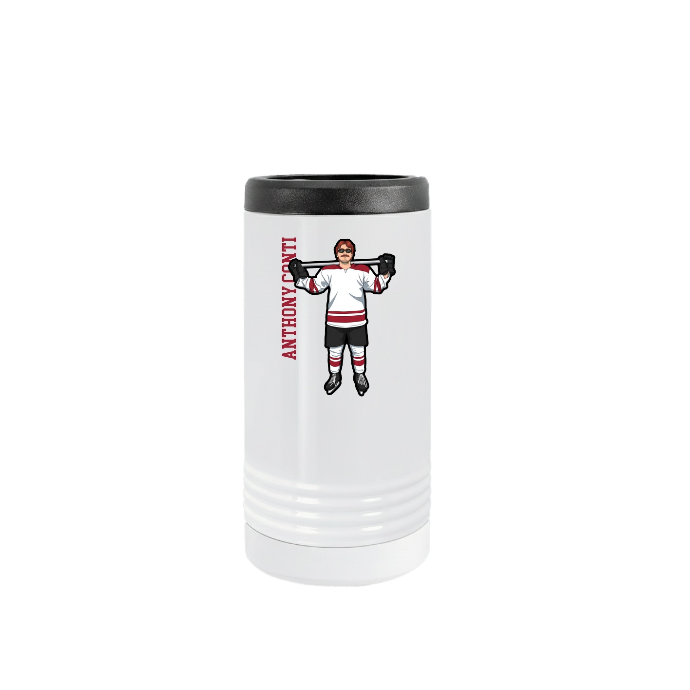 Slim Beverage Holder — Name Vertical in White