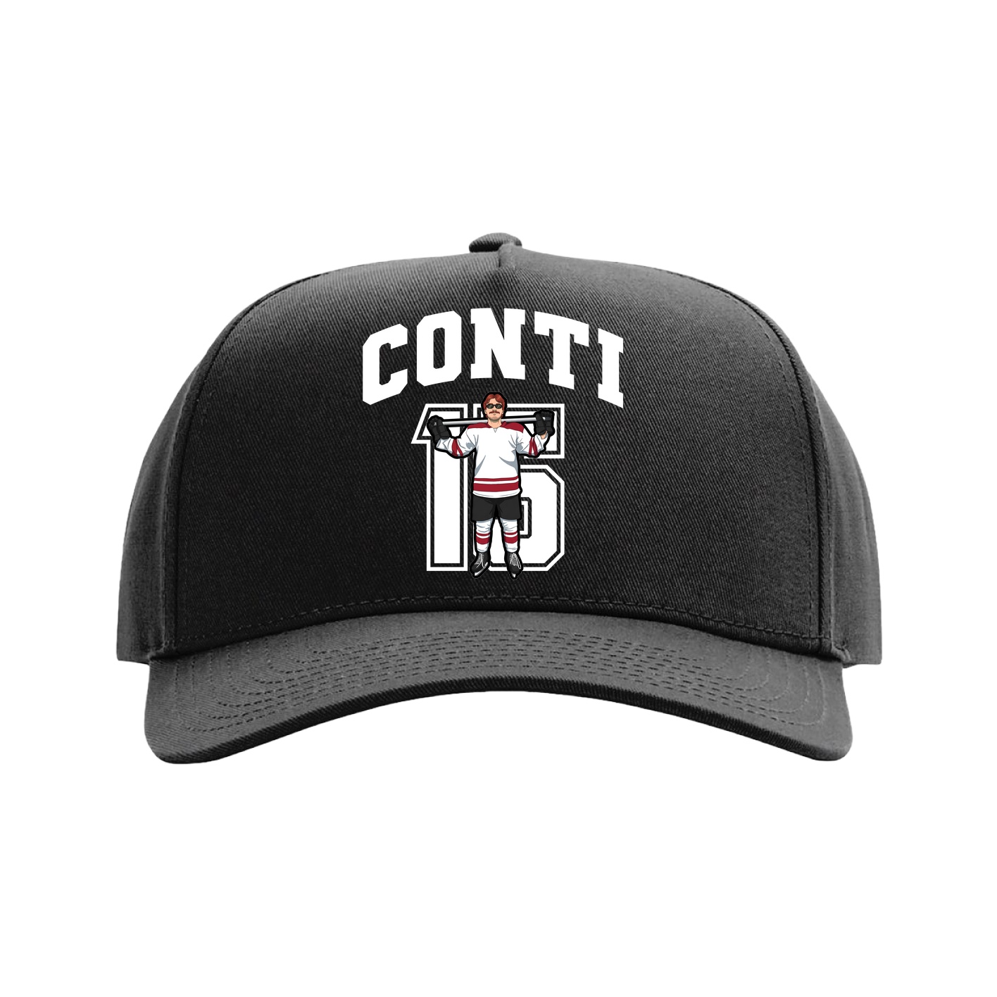 Full Fabric Five-Panel Champ Cap — Number in Black