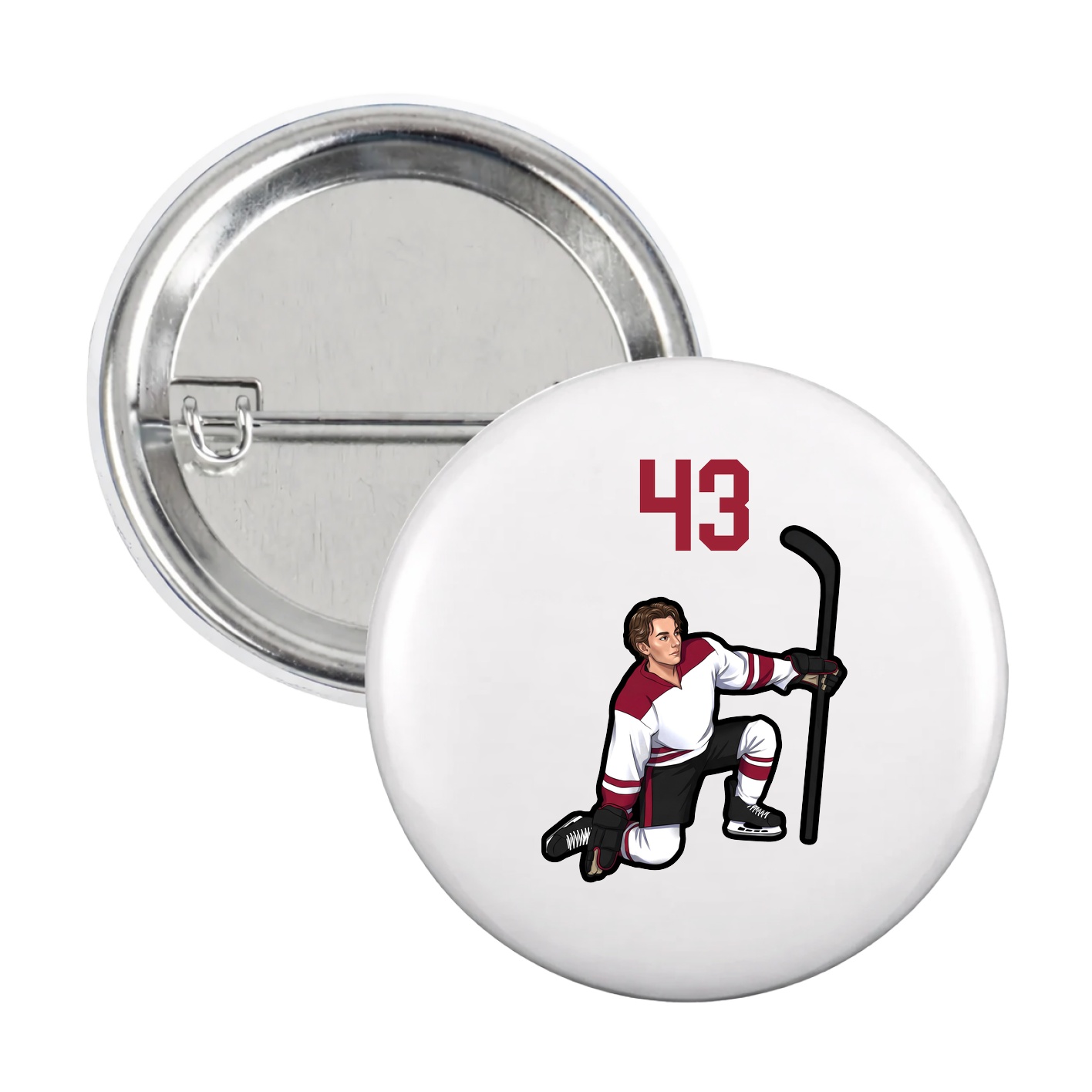 Game Day Button — Number Top in White