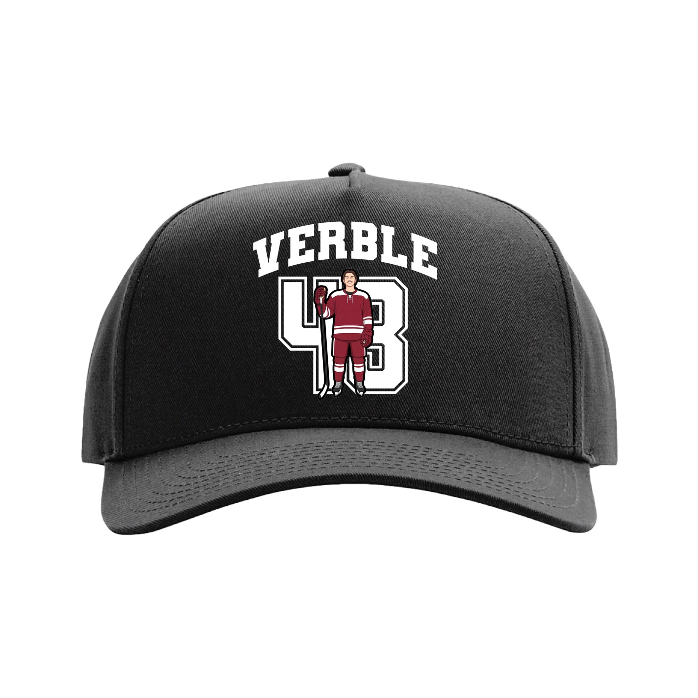 Full Fabric Five-Panel Champ Cap — Number in Black