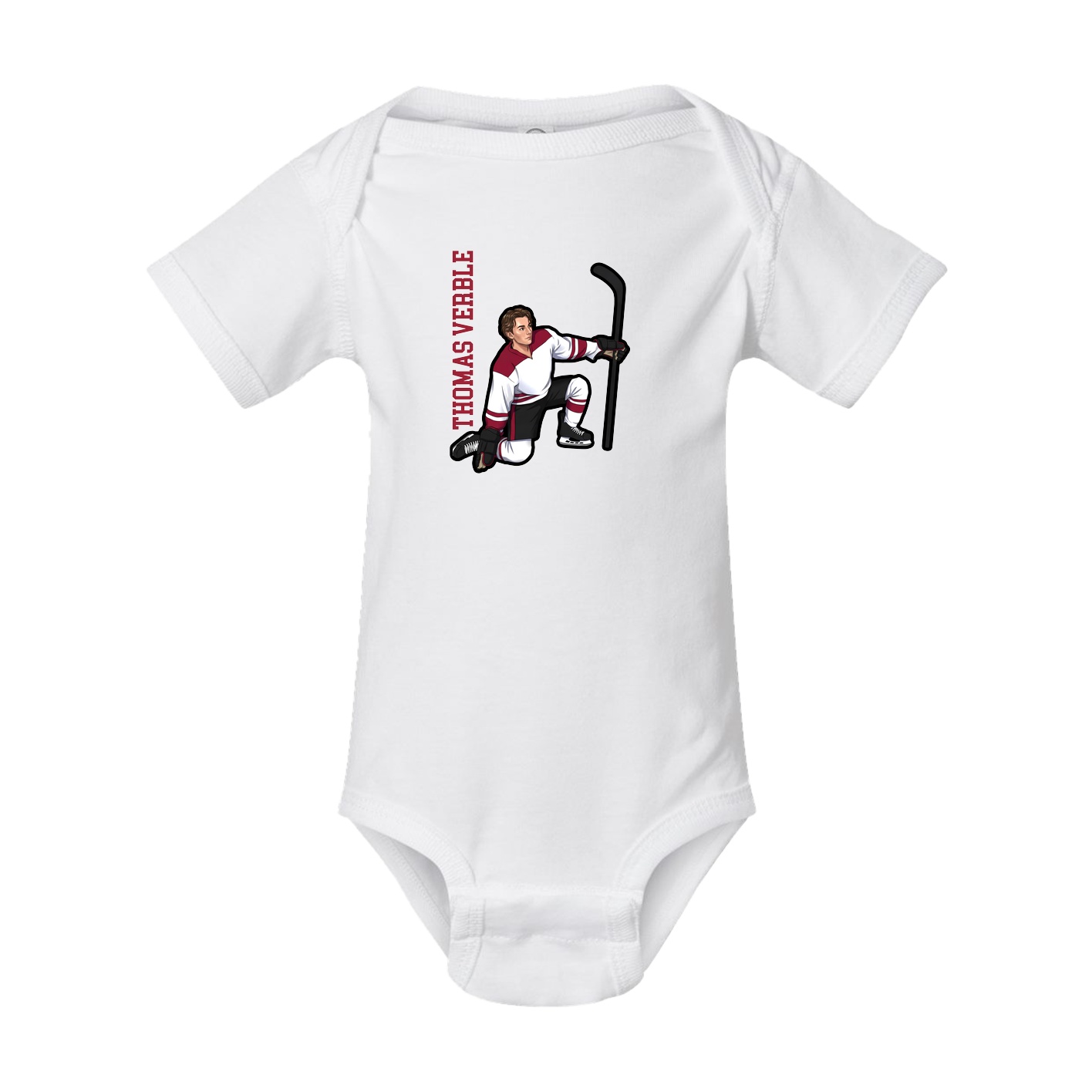 Baby Onesie — Name Vertical in White