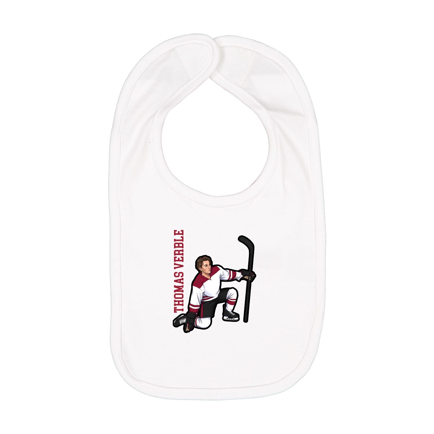Infant Bib — Name Vertical in White