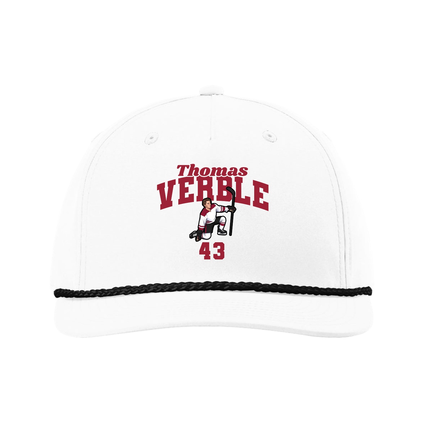 Five-Panel Classic Rope Cap — Signature Arch in White