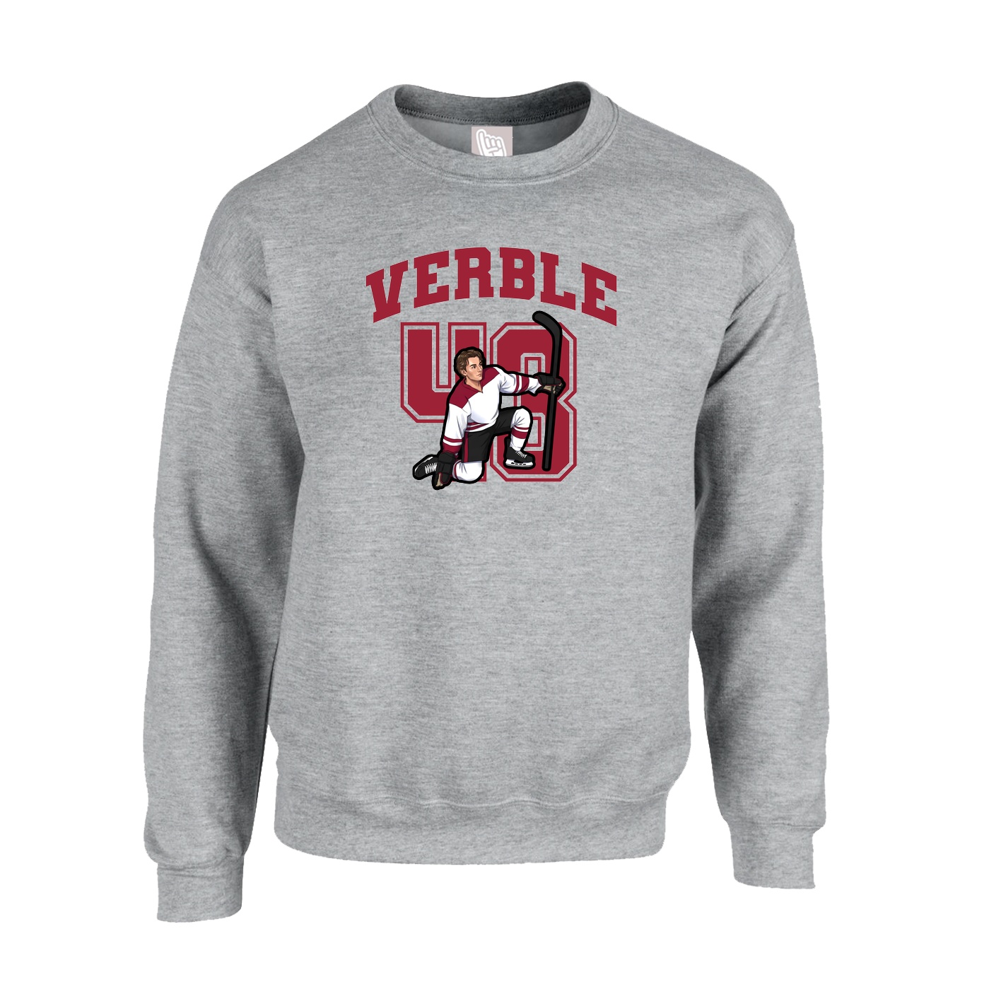 Fleece Crew — Number in Grey