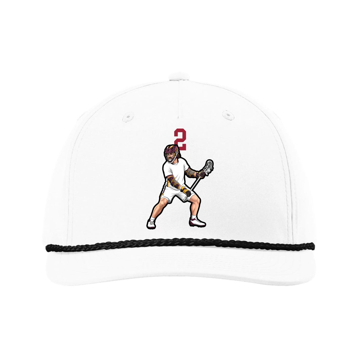 Five-Panel Classic Rope Cap — Number Top in White