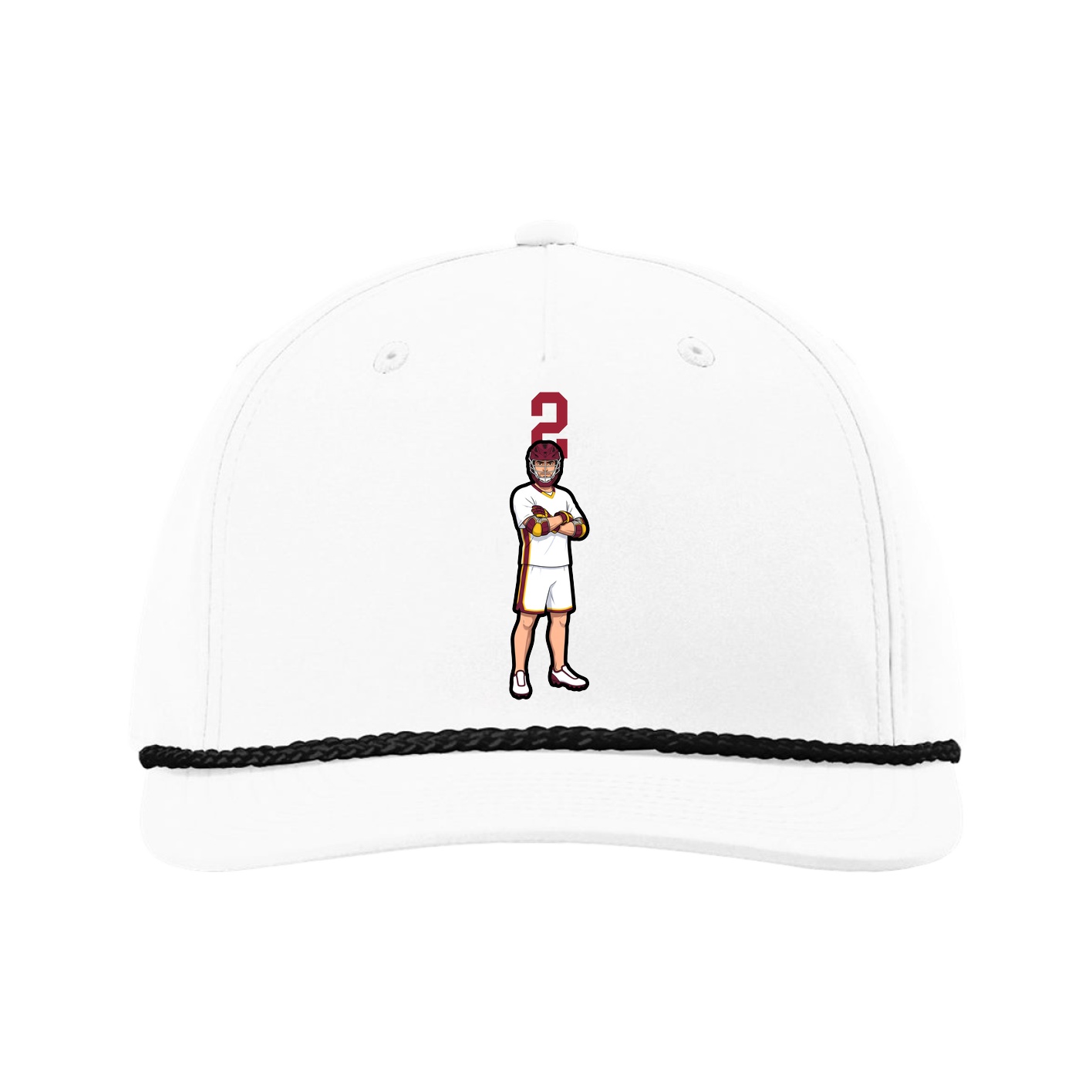 Five-Panel Classic Rope Cap — Number Top in White