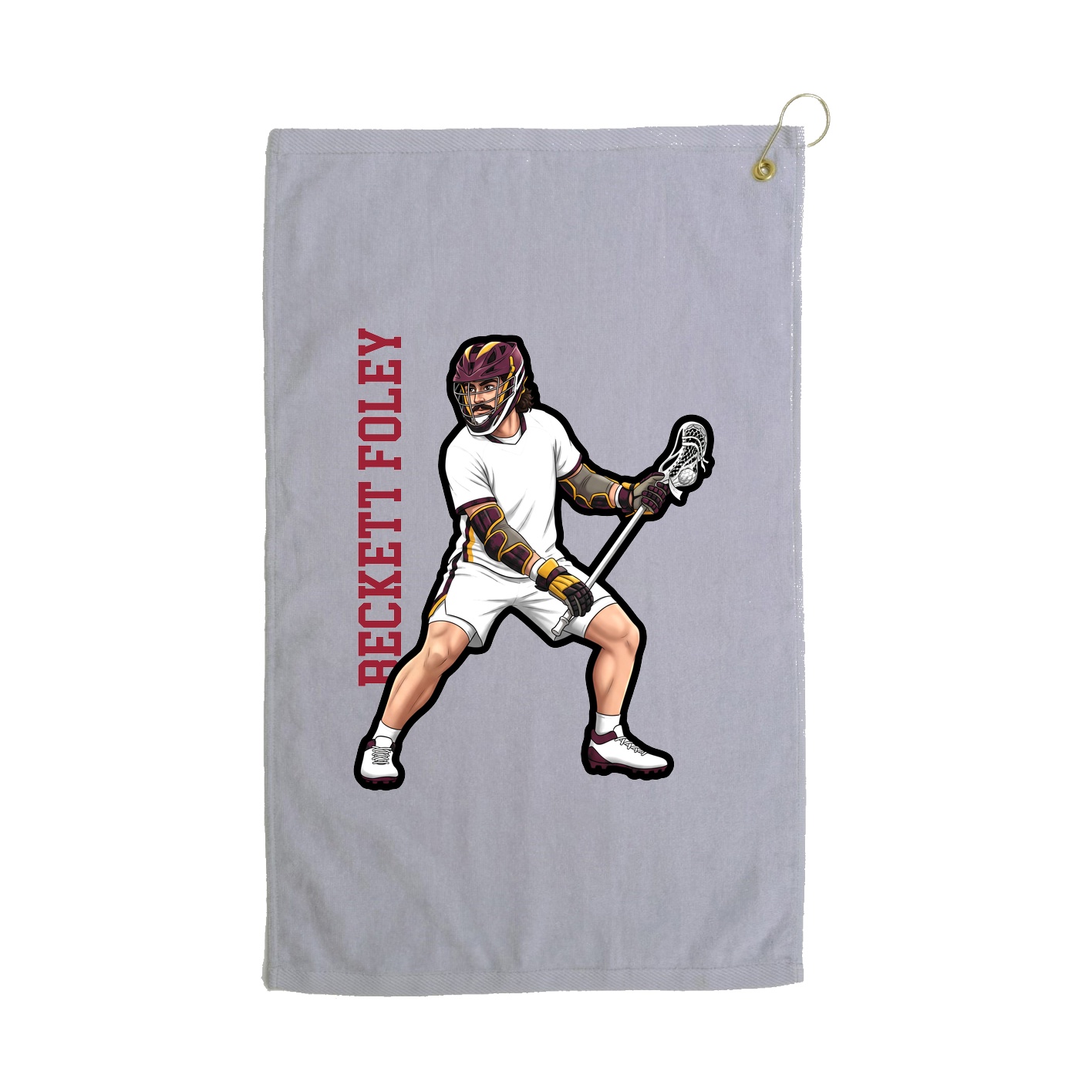 Golf Towel — Name Vertical in Grey