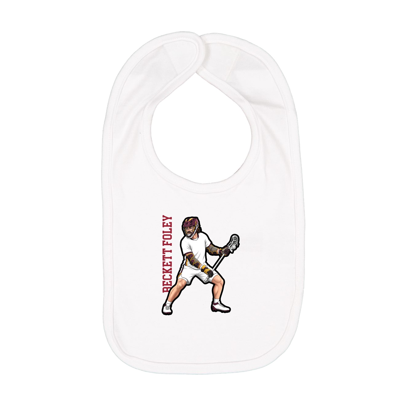 Infant Bib — Name Vertical in White
